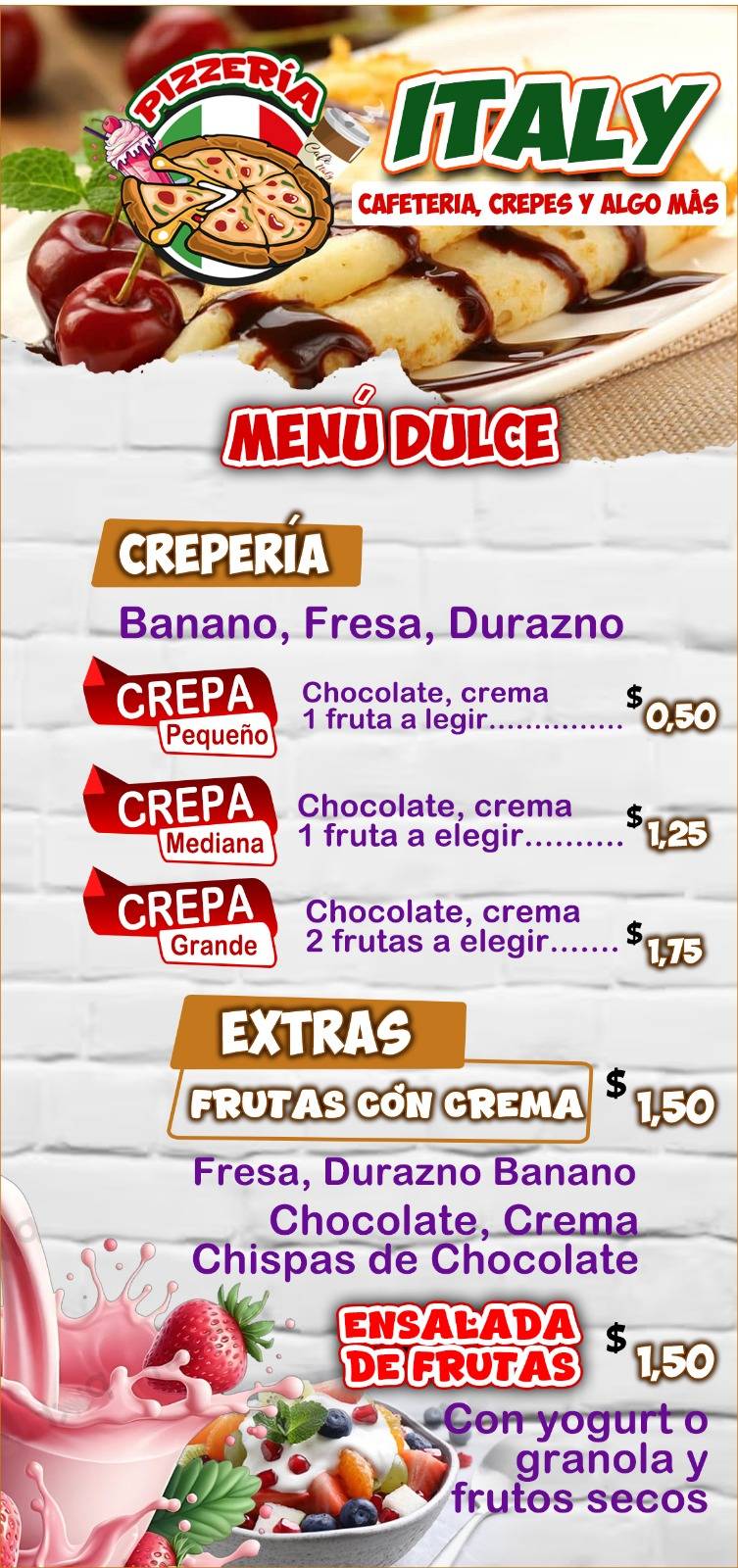Italy Pizzeria меню