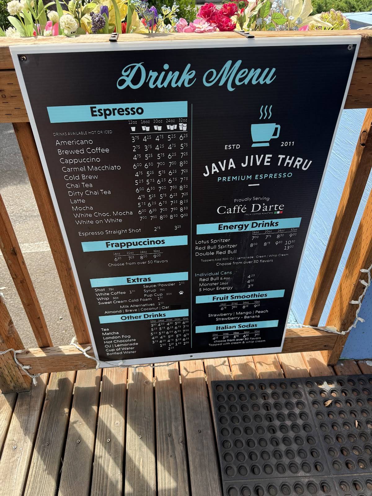 Java Jive Thru Espresso меню