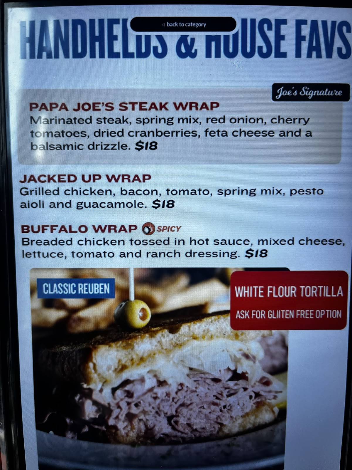 Joe Dog's Hamilton меню