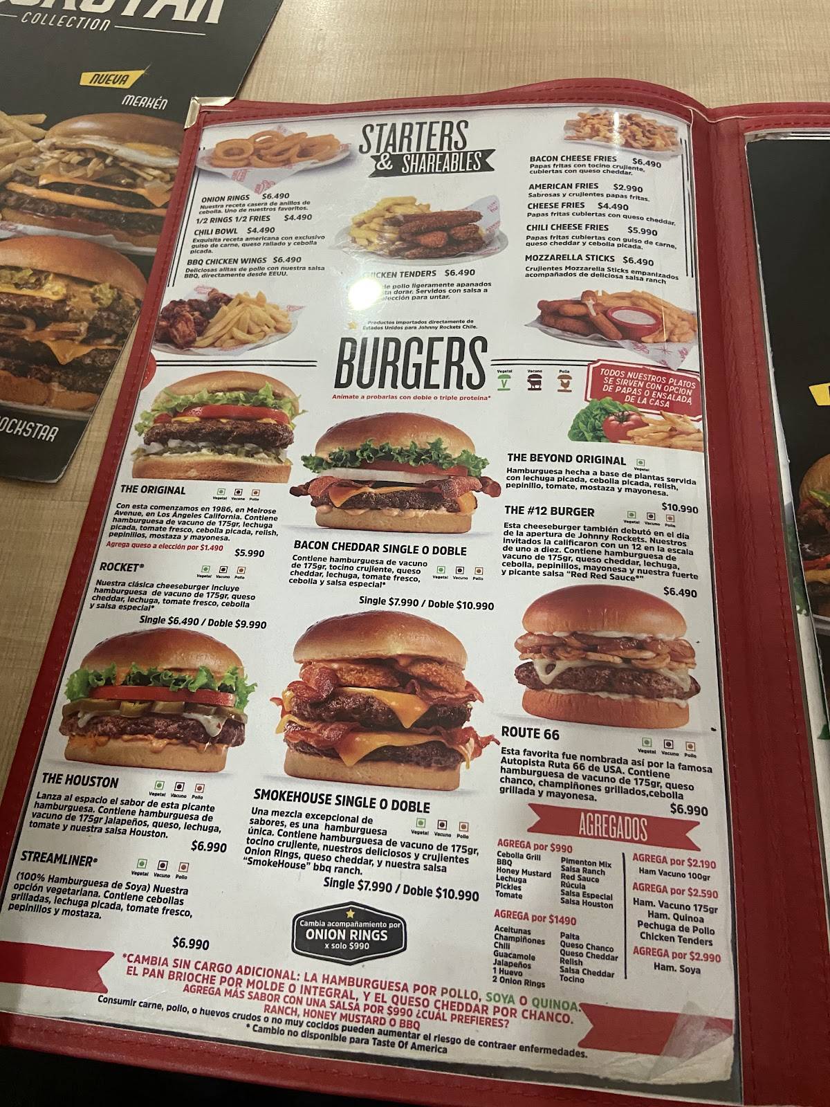 Johnny Rockets меню