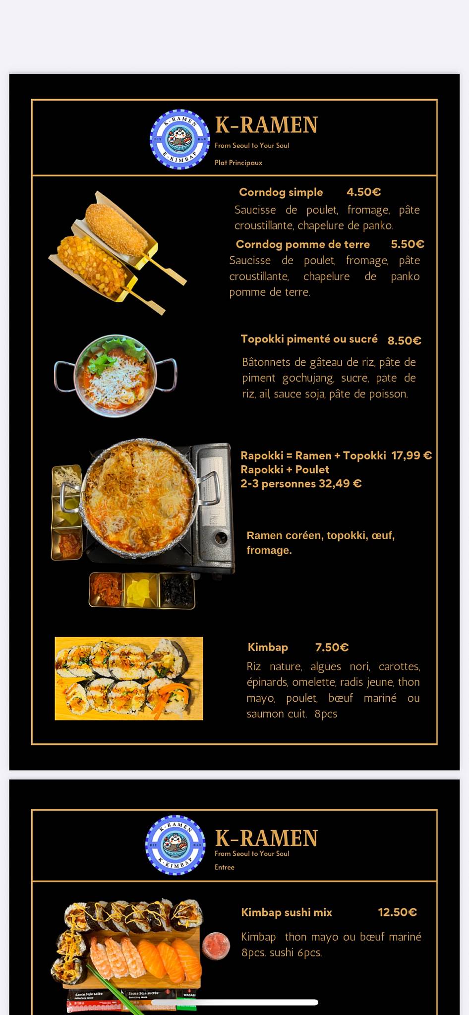 K-RAMEN меню