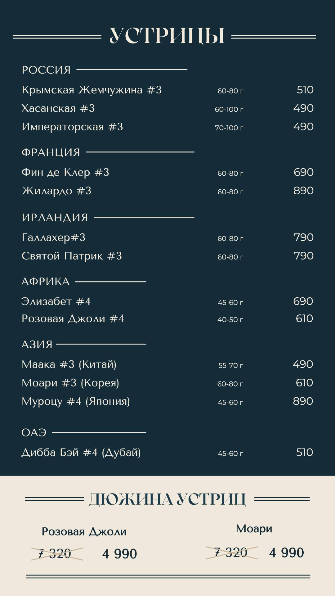 Кашалот меню
