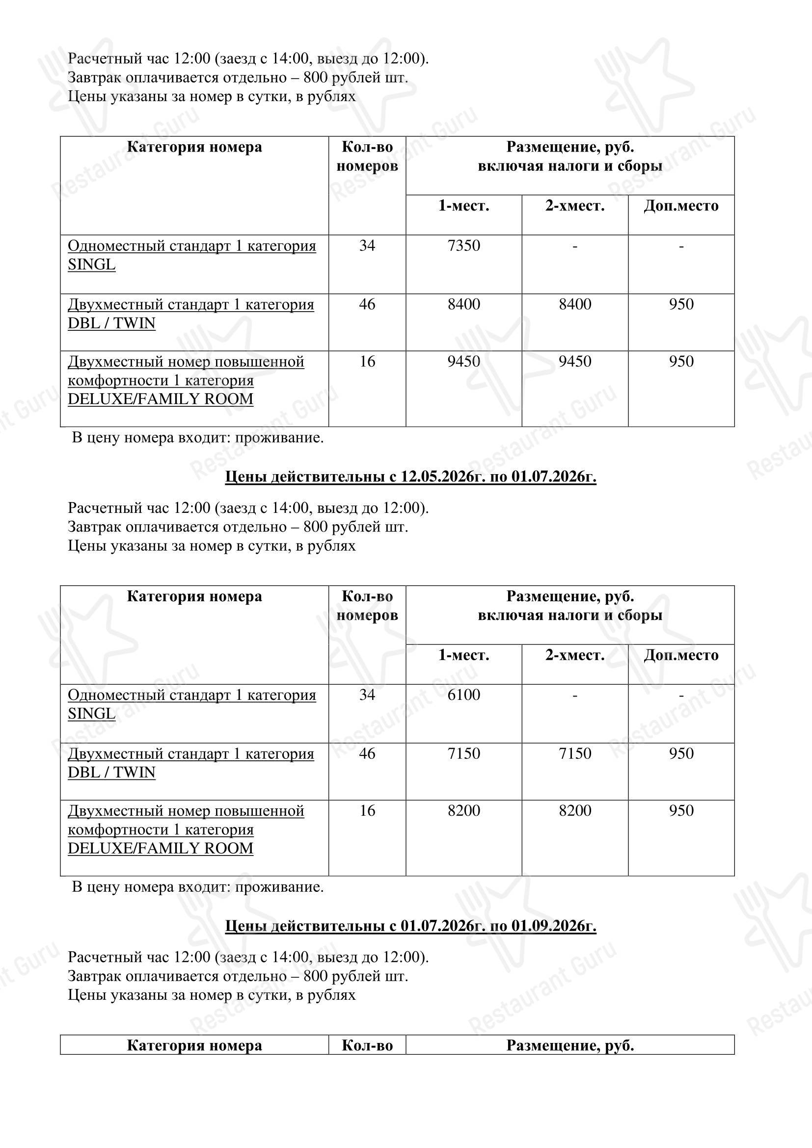 Берлин в Калининграде - Меню напитков