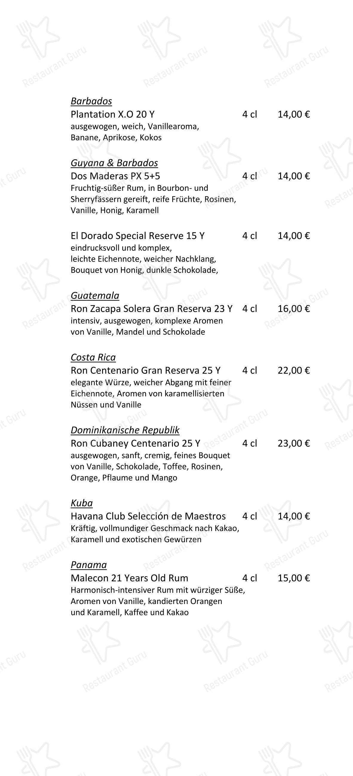 Меню паба и бара Kamin Bar