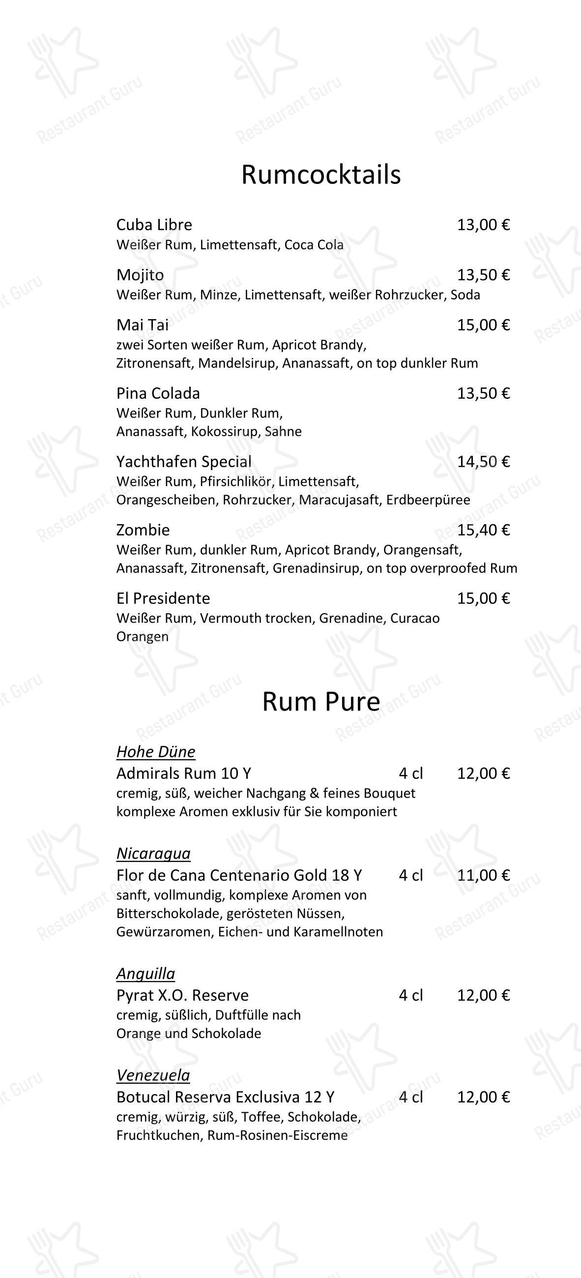 Меню паба и бара Kamin Bar в Ростоке