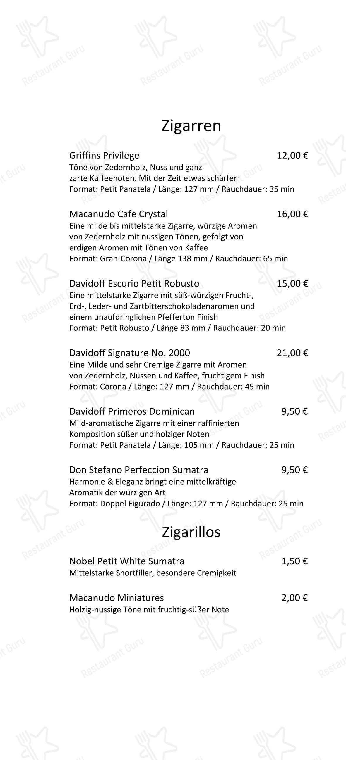 Kamin Bar в Ростоке - Меню
