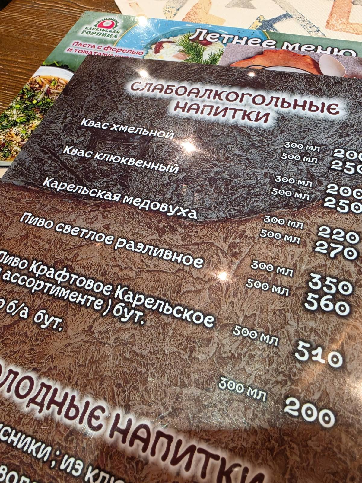 Карельская Горница меню