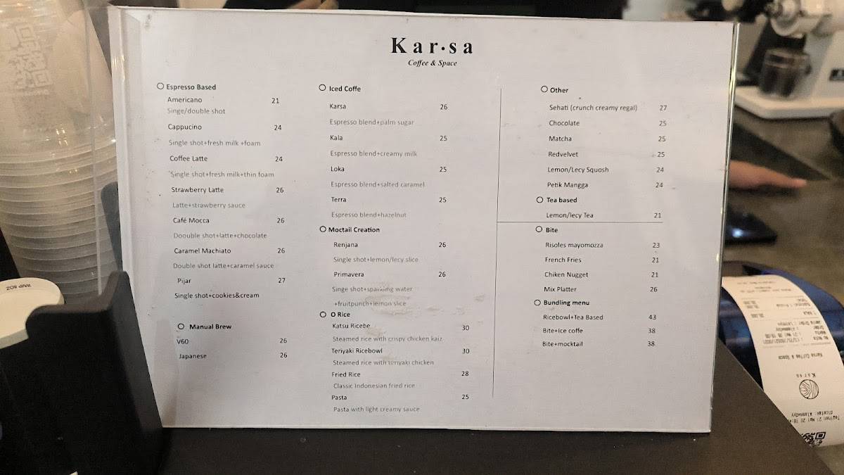 Karsa меню