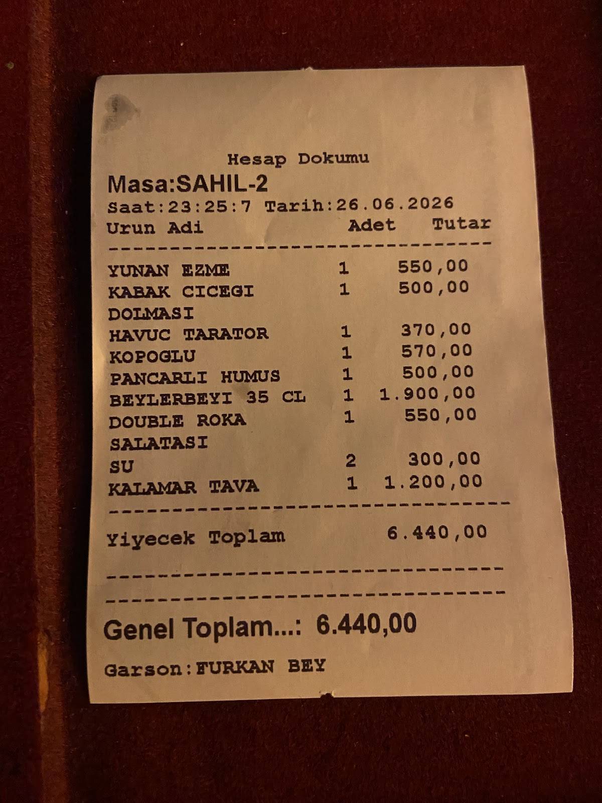 Kumluk Big Balık Datça Restaurant меню