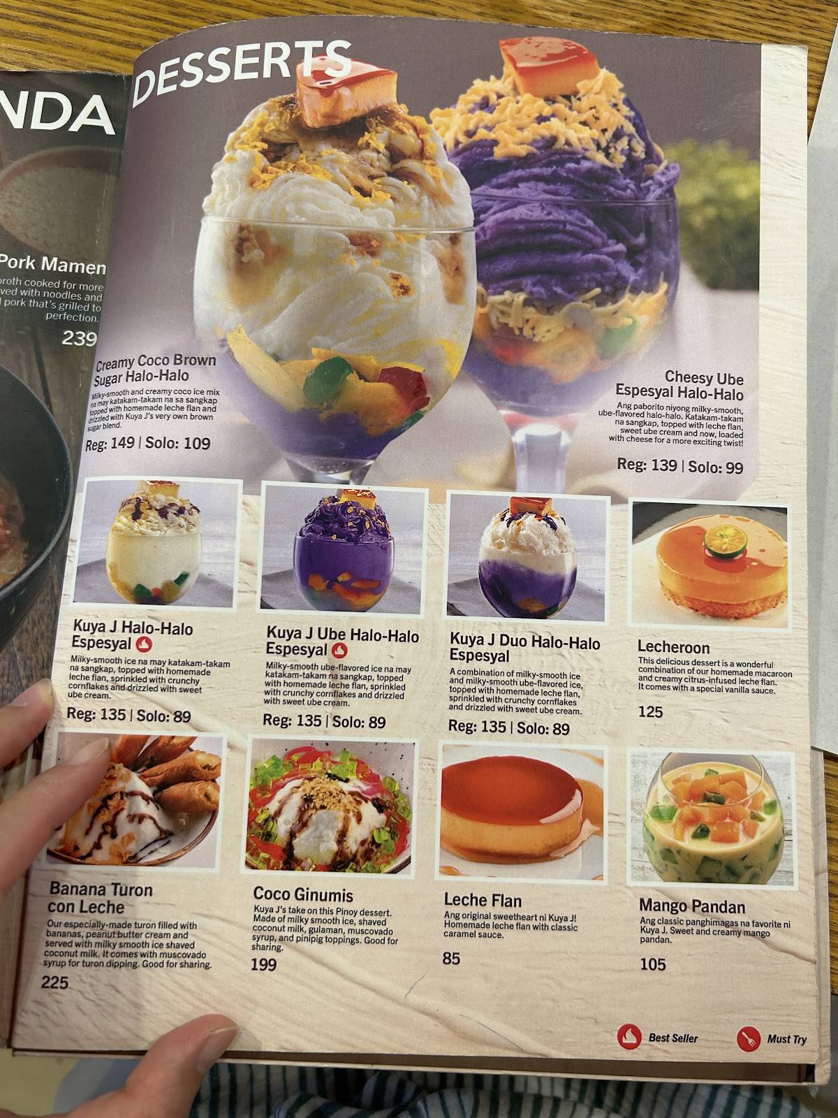 Kuya J Restaurant - Ayala Malls Solenad 3 меню