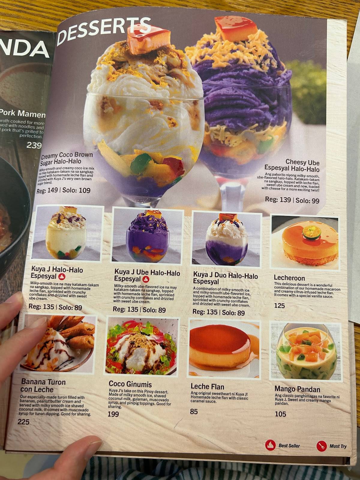 Kuya J Restaurant - Ayala Malls Solenad 3 меню