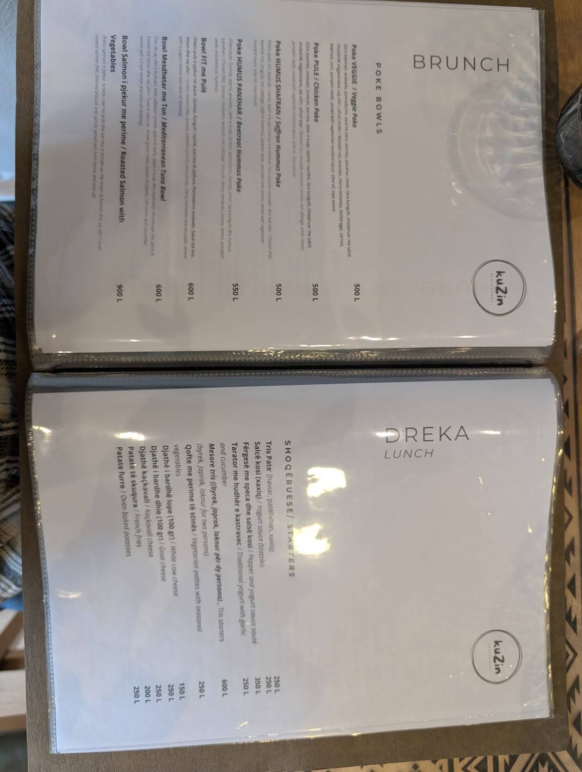 Kuzin Restaurant меню
