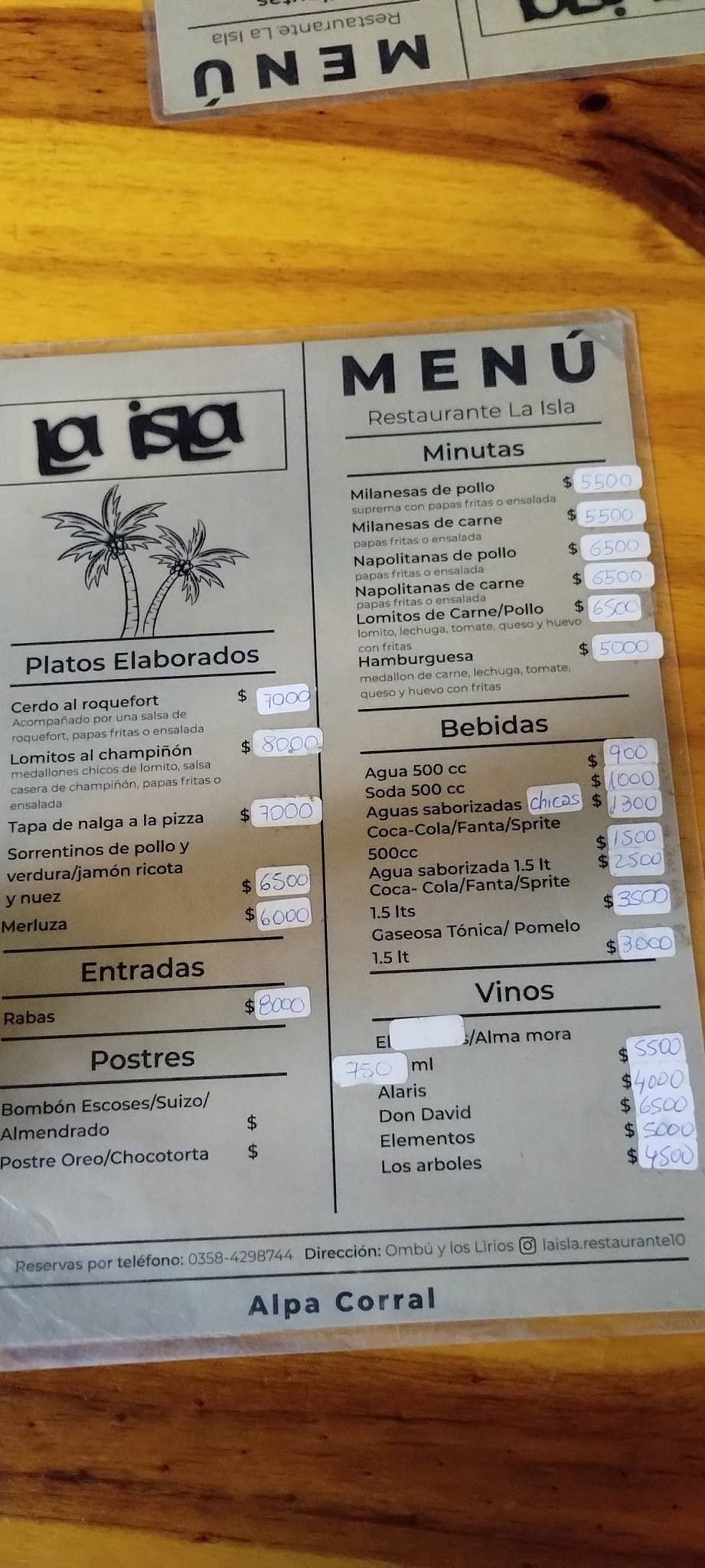 La Isla меню