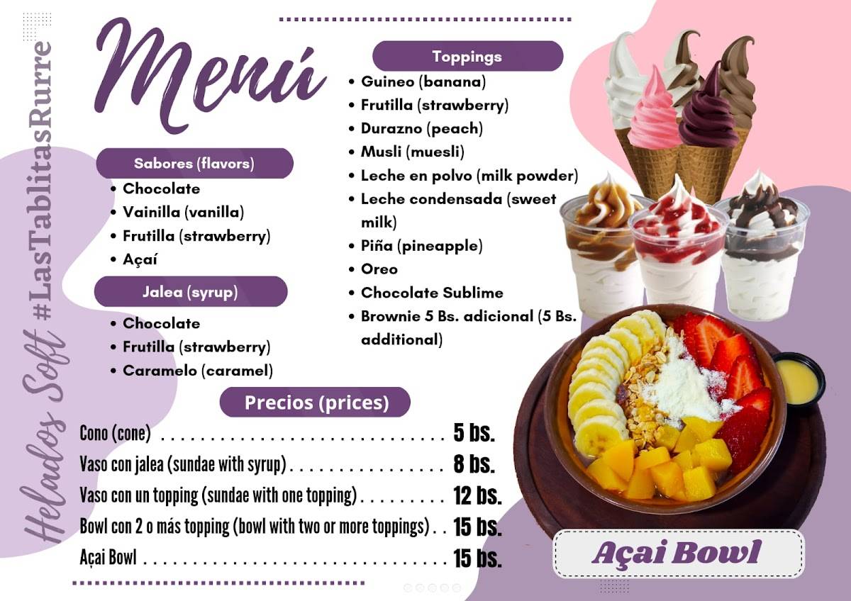 Helados Soft Açai меню