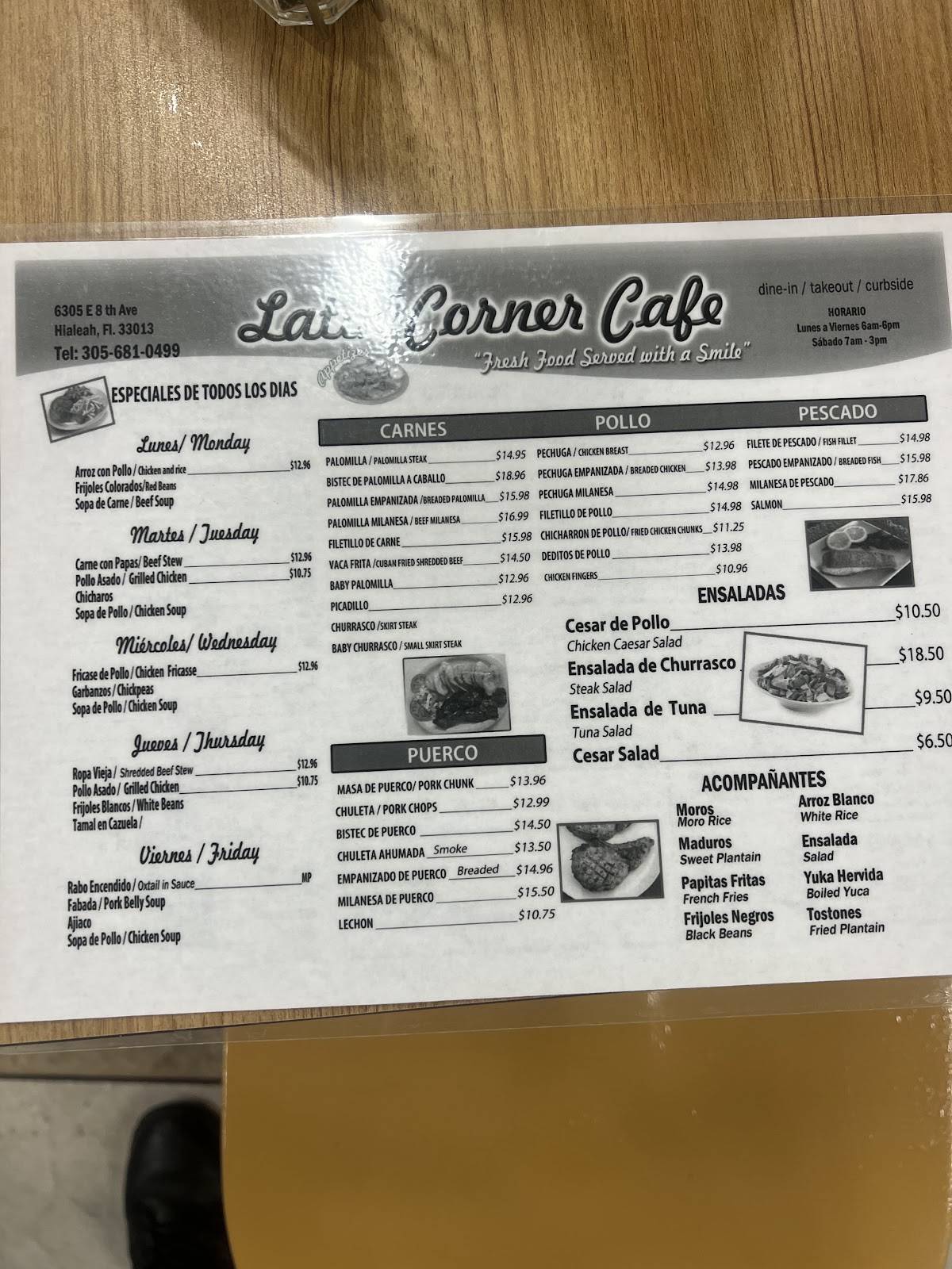 Latin Corner Cafe меню