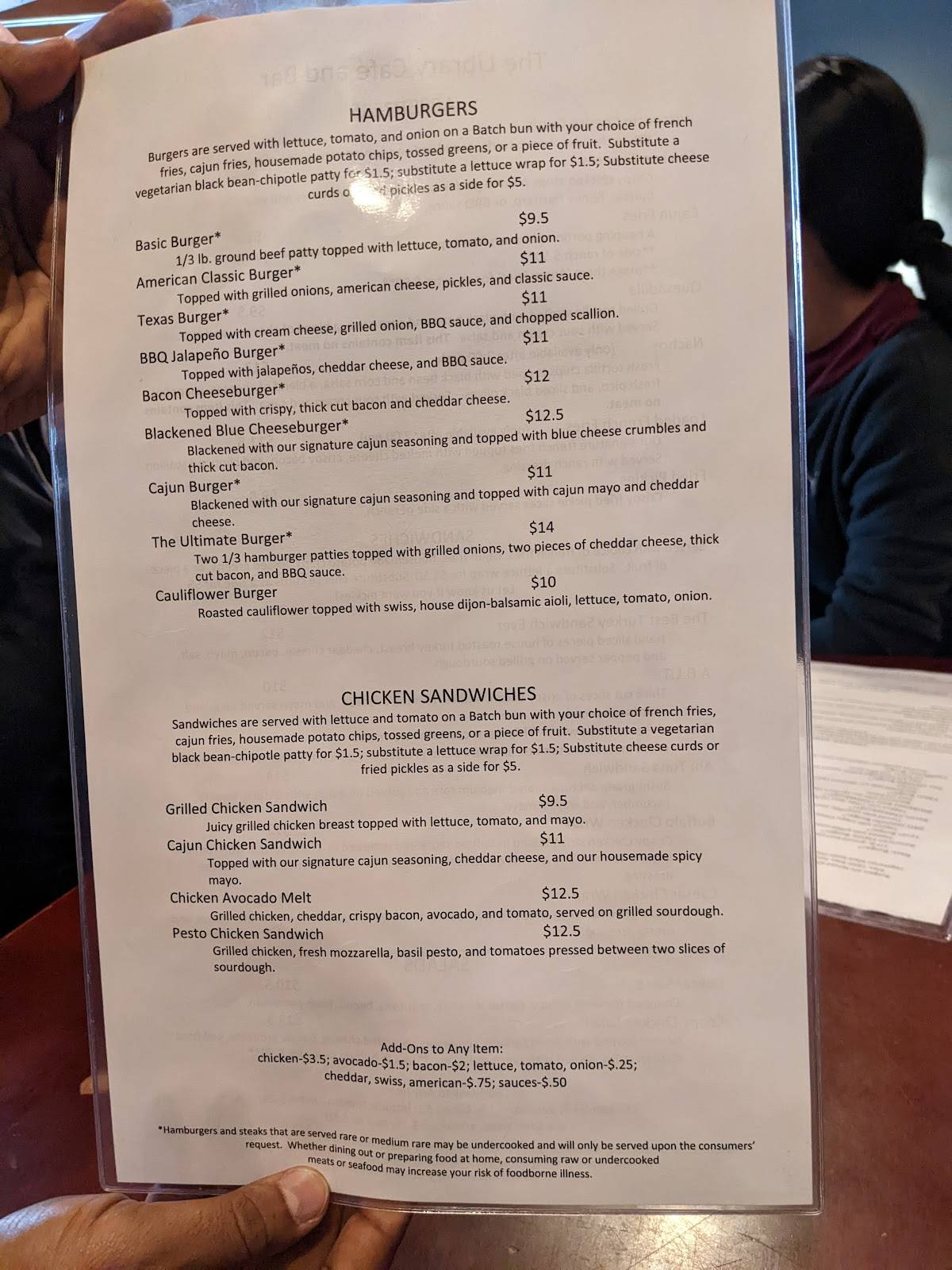 Library Cafe & Bar меню