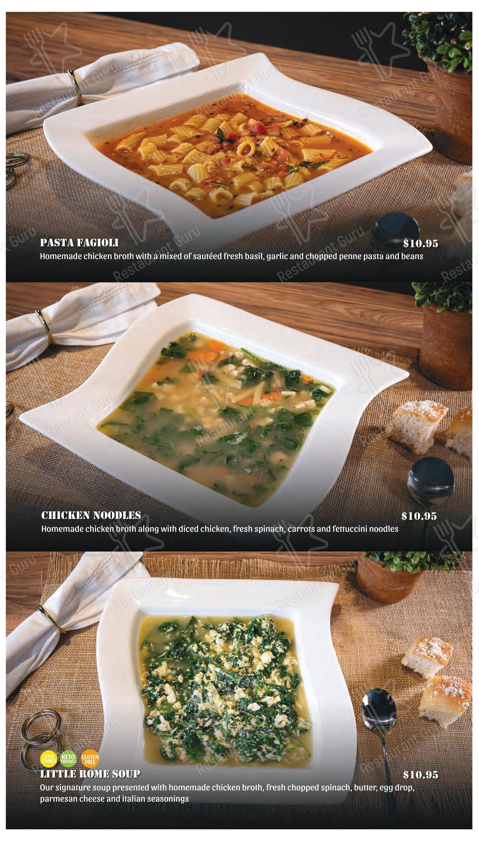 Меню пиццерии Little Rome Restaurant & Pizza - Меню
