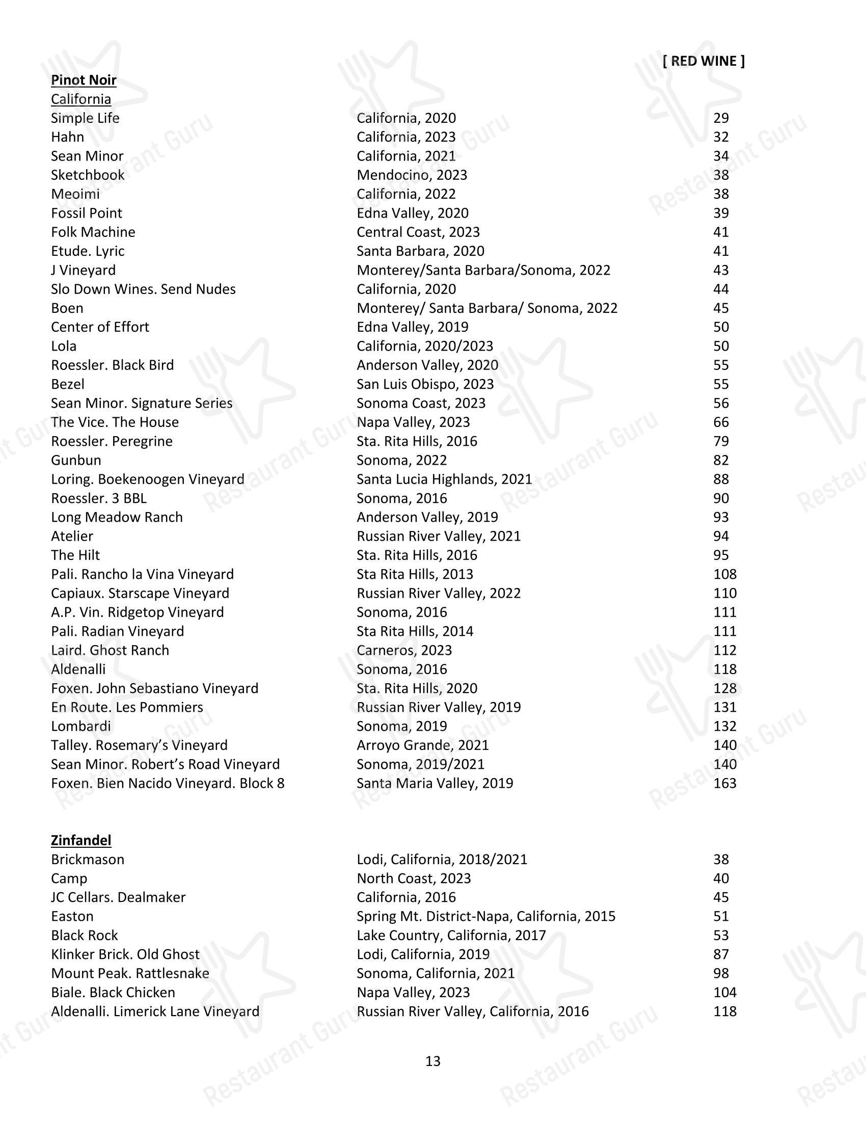 Меню ресторана Local 463 - Wine Menu