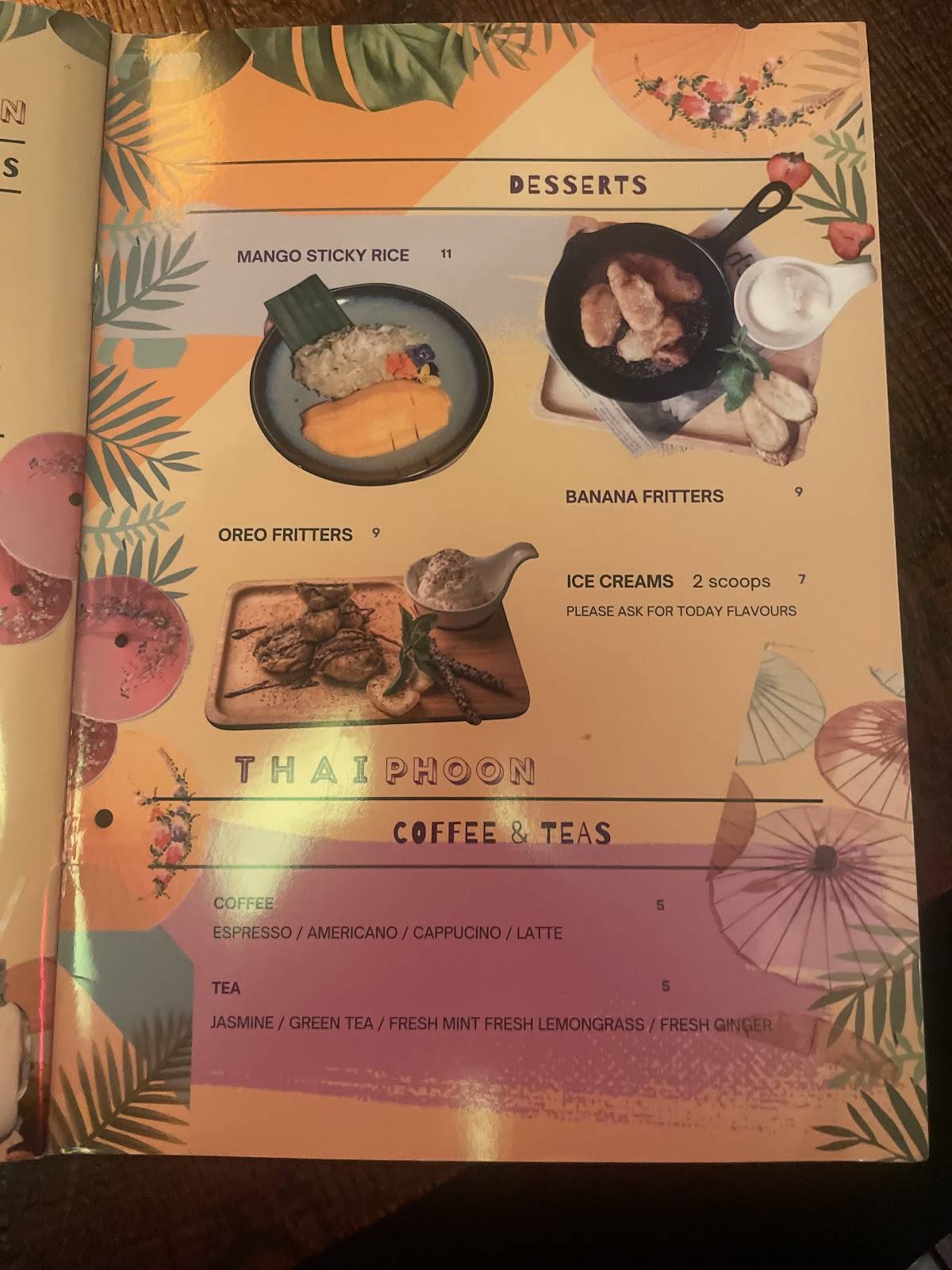 Thaiphoon меню