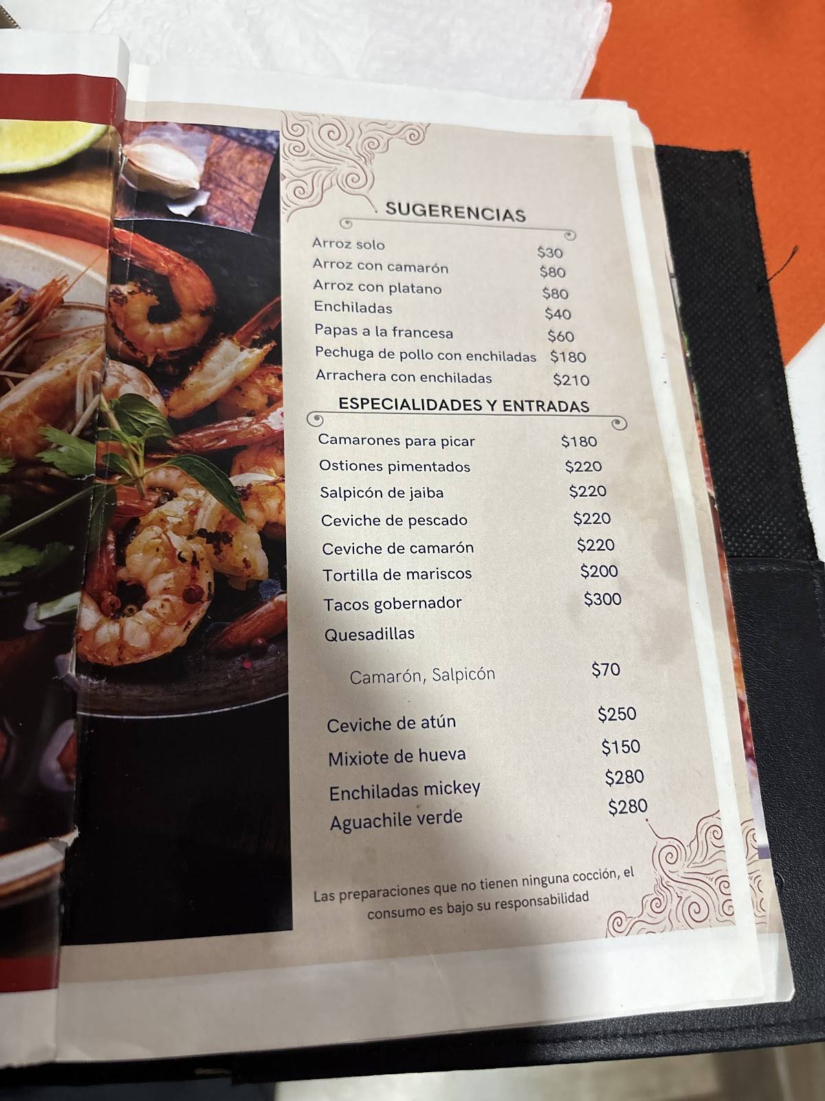 MARISCOS DON NICO PACHUCA меню