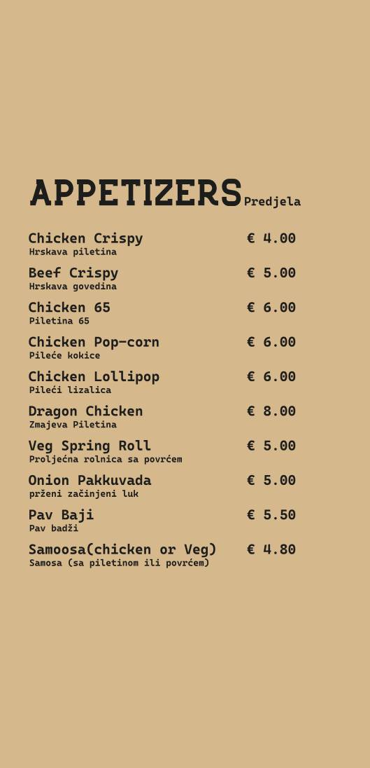 MASLACA MASALA Indian Restaurant in Montenegro. меню