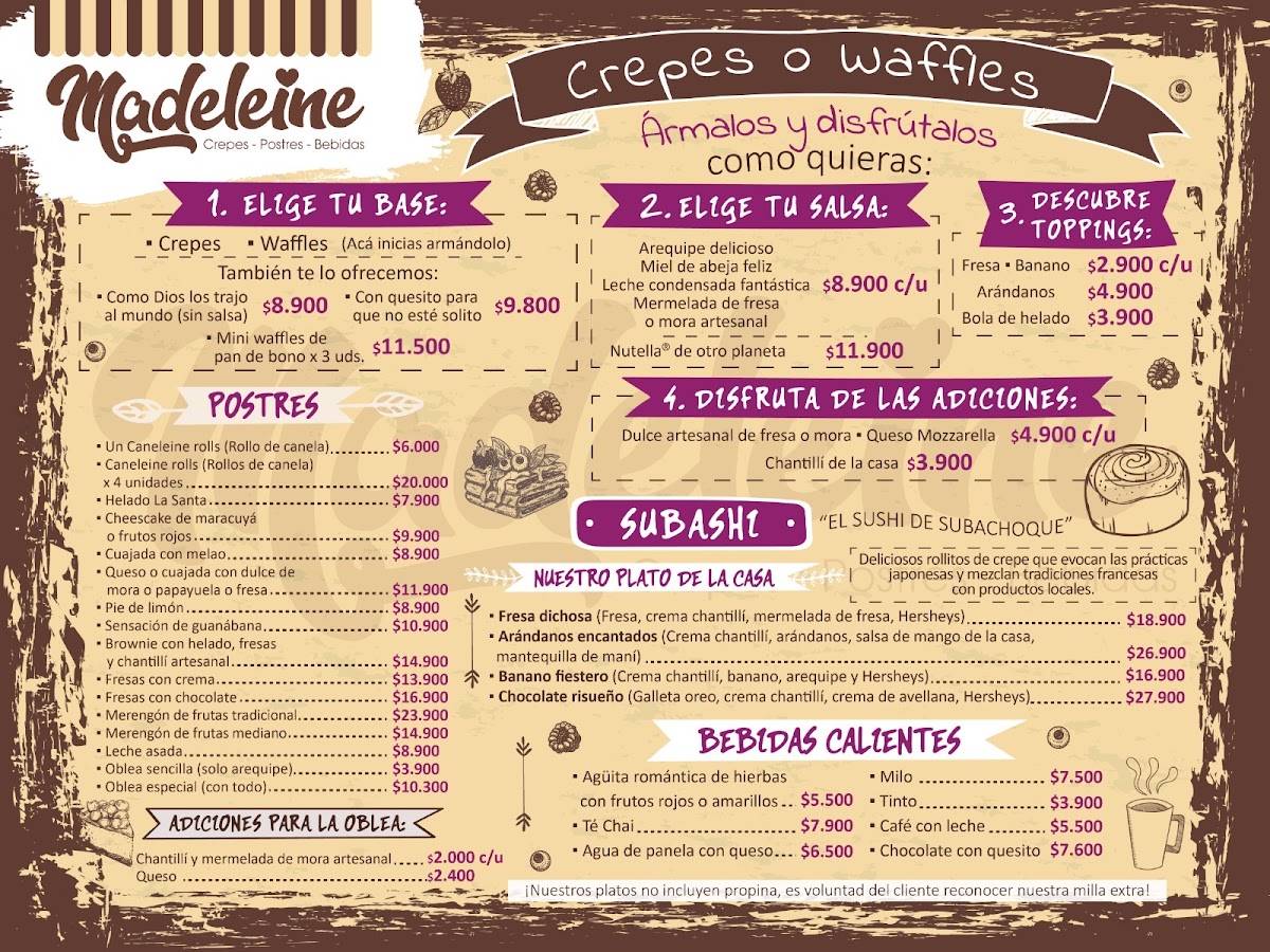 Madeleine Crepes меню