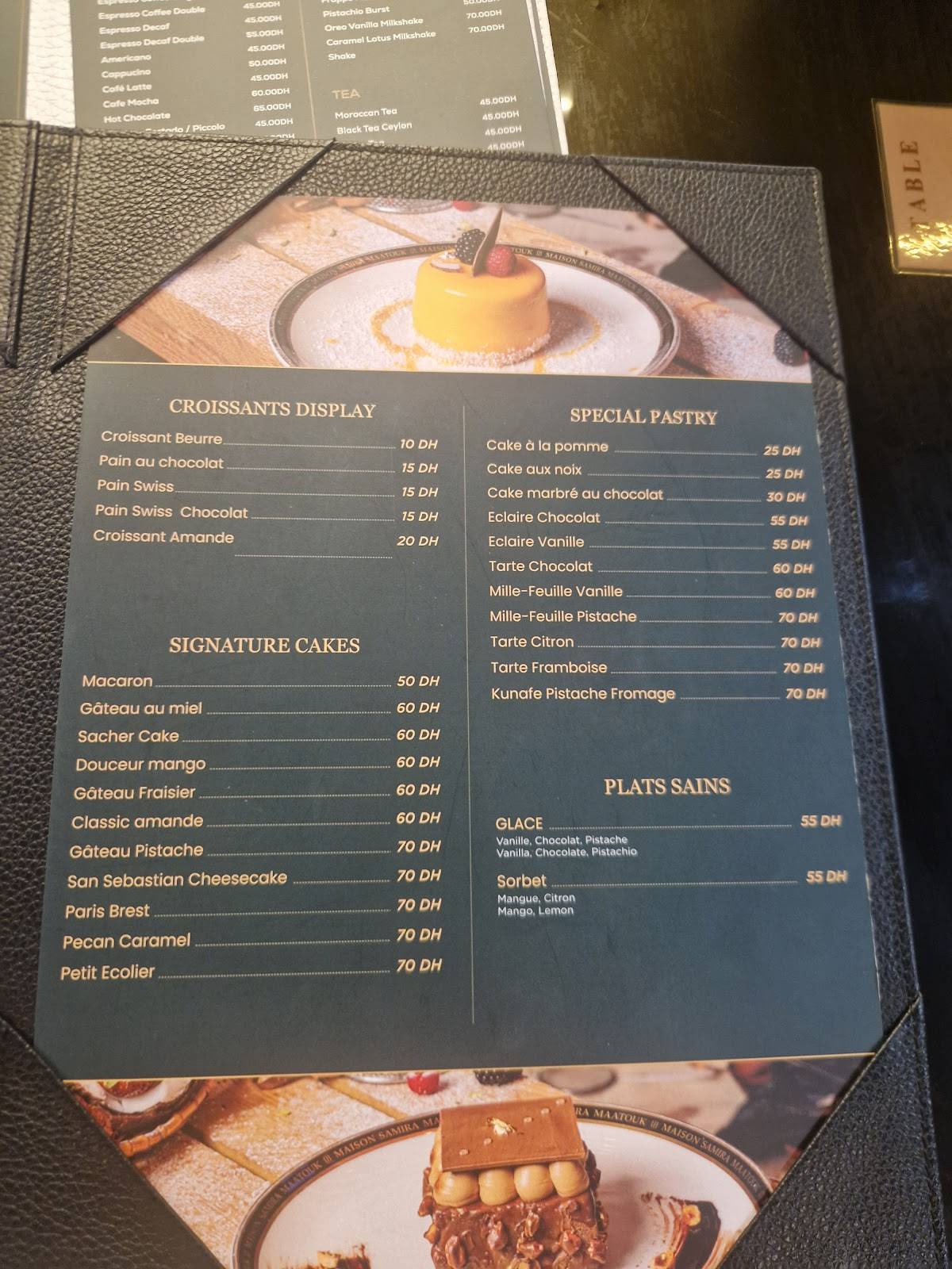Maison Samira Maatouk меню