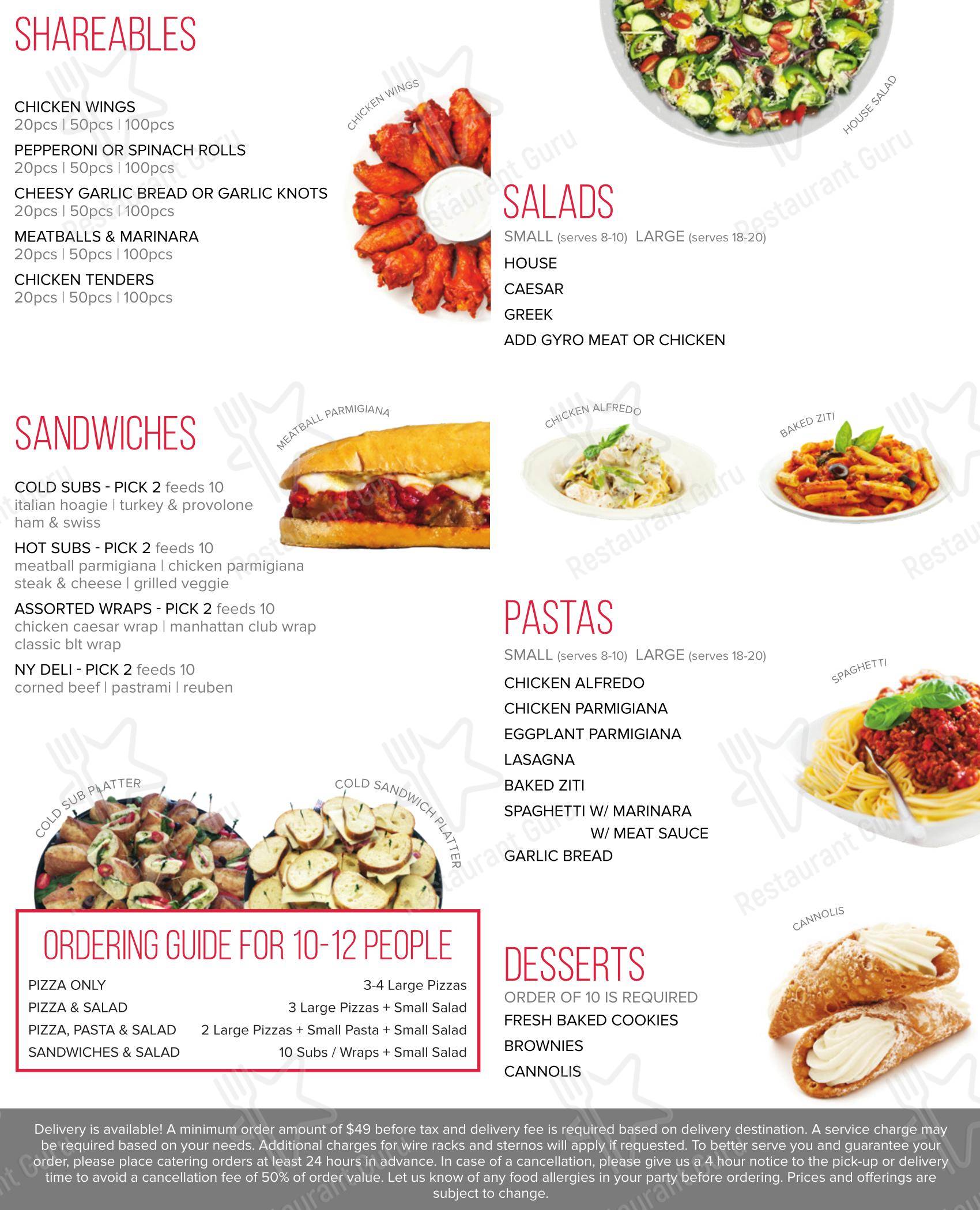 Меню пиццерии Manhattan Pizza в Ролях