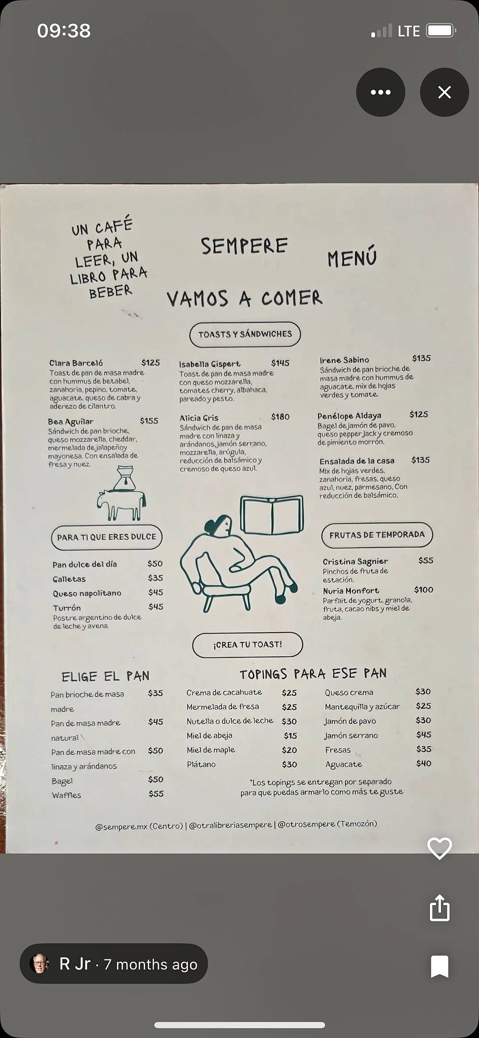 Sempere Libros y Café меню