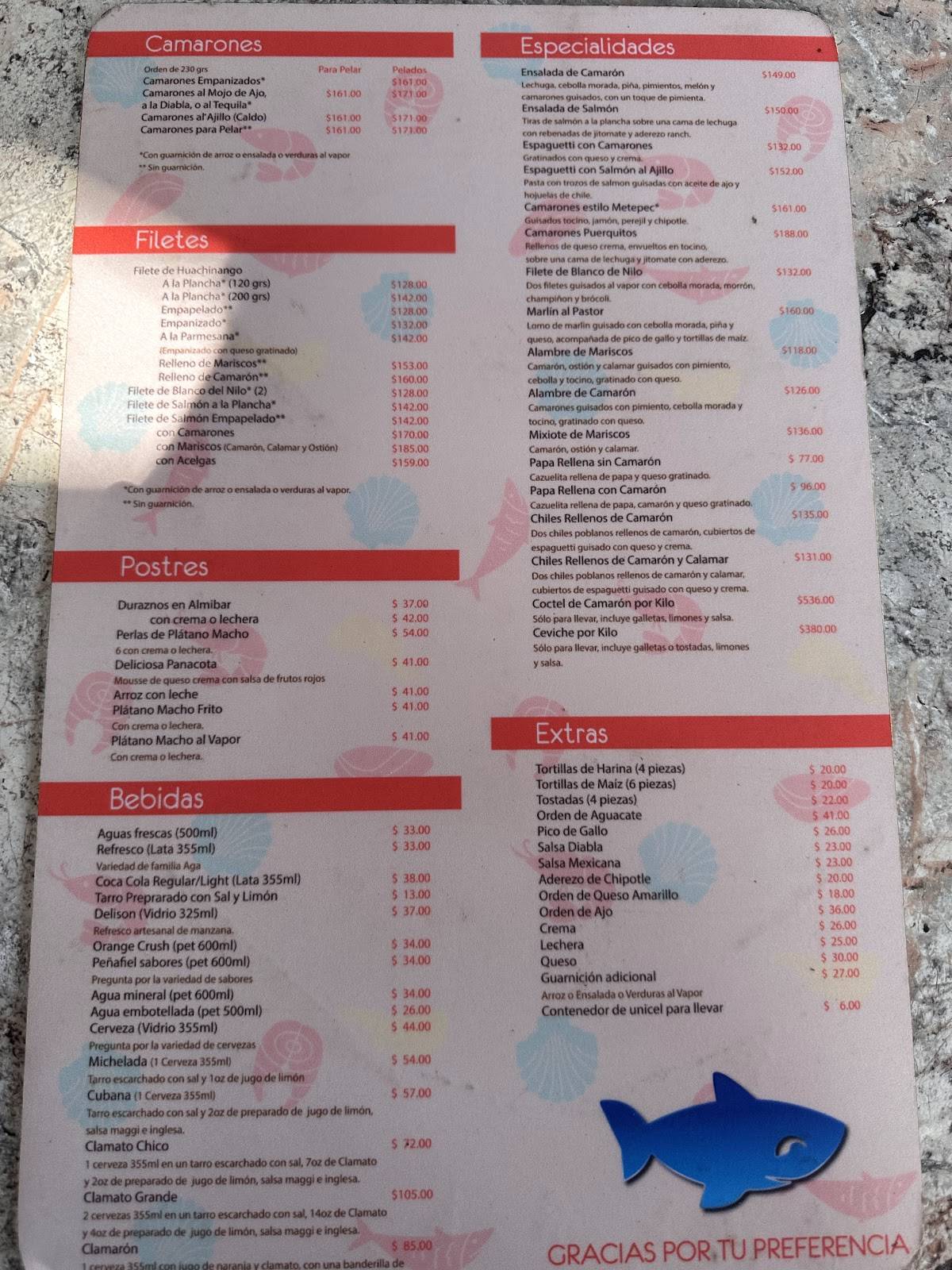Los Mariscos de Metepec меню