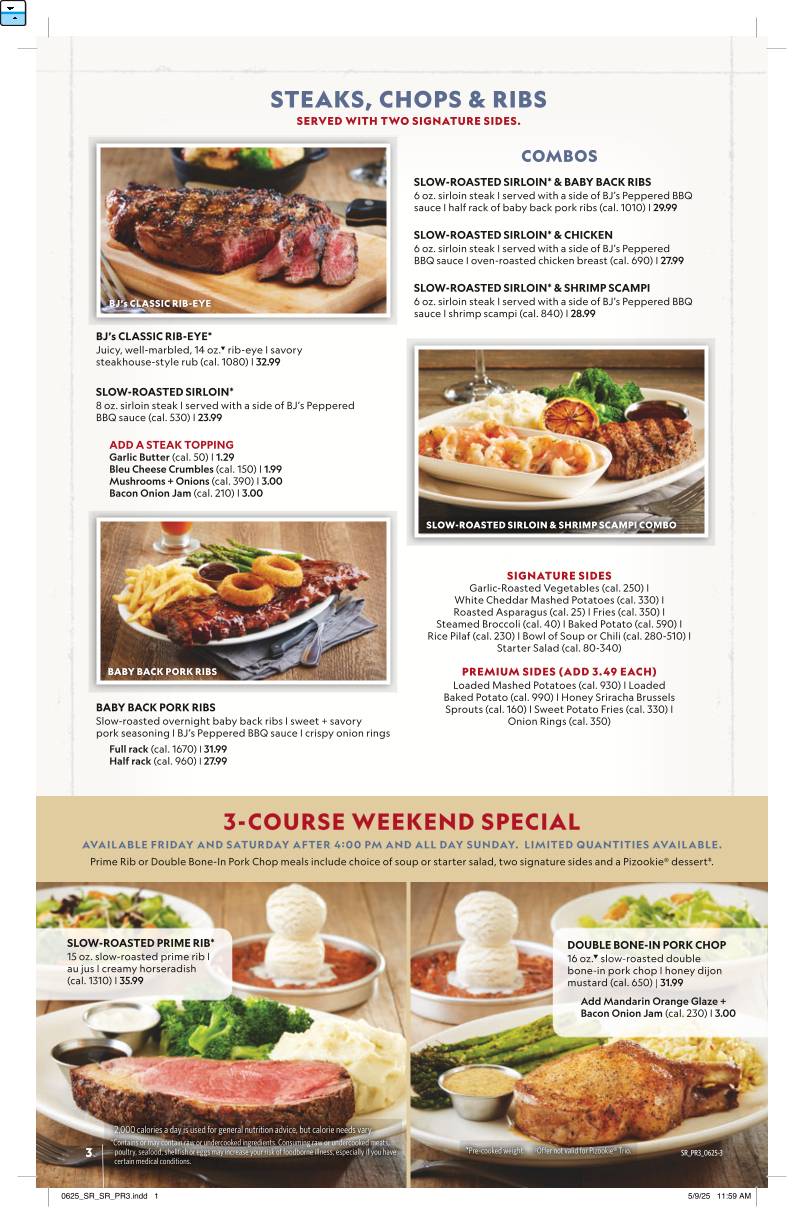 BJ's Restaurant & Brewhouse меню