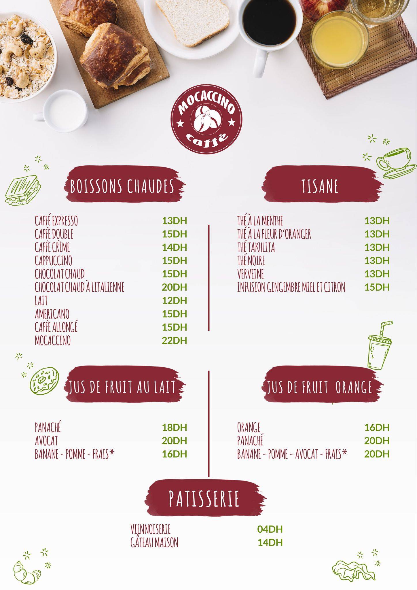 Mocaccino caffé Rabat меню