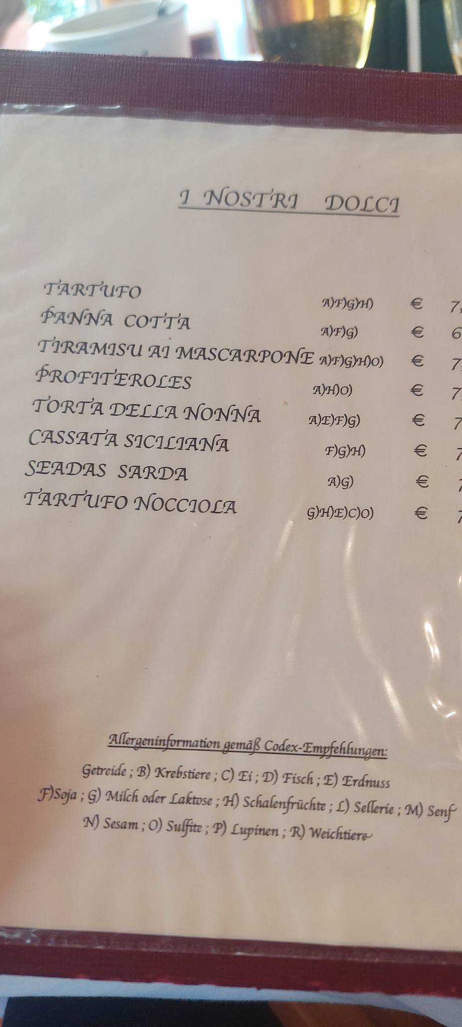 Monte Rosa меню