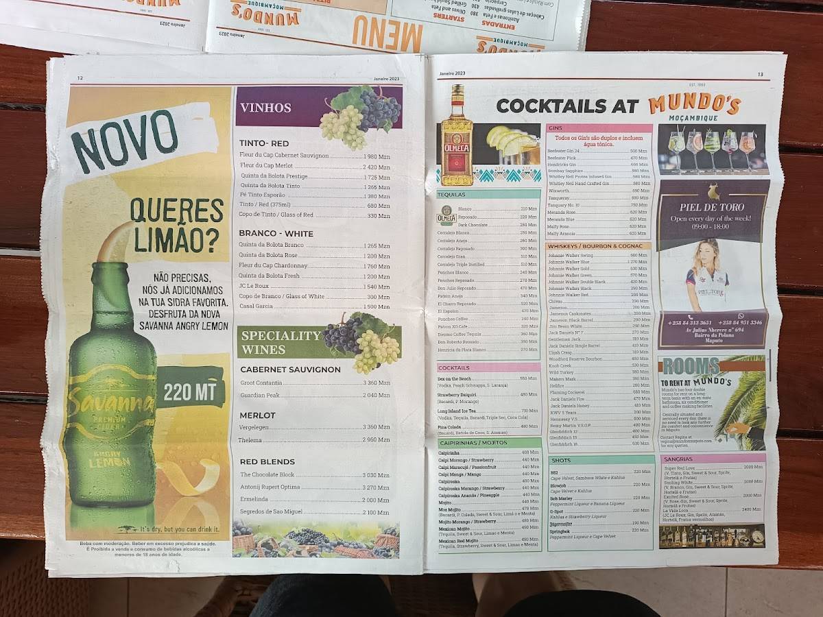 Mundo's меню