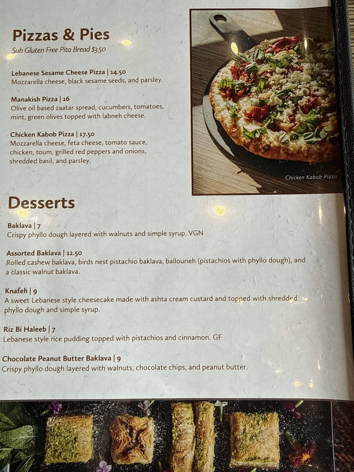 Nicholas Restaurant Lebanese and Mediterranean Cuisine меню