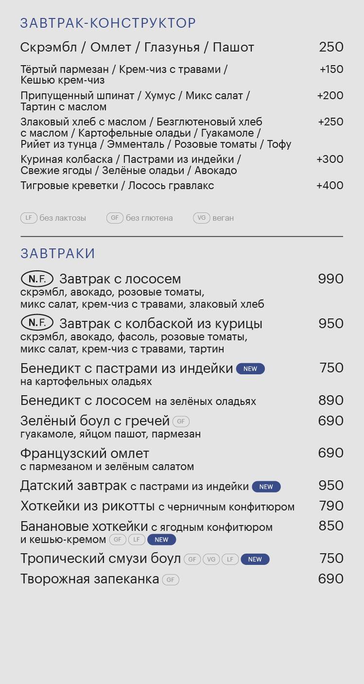 Nothing Fancy меню