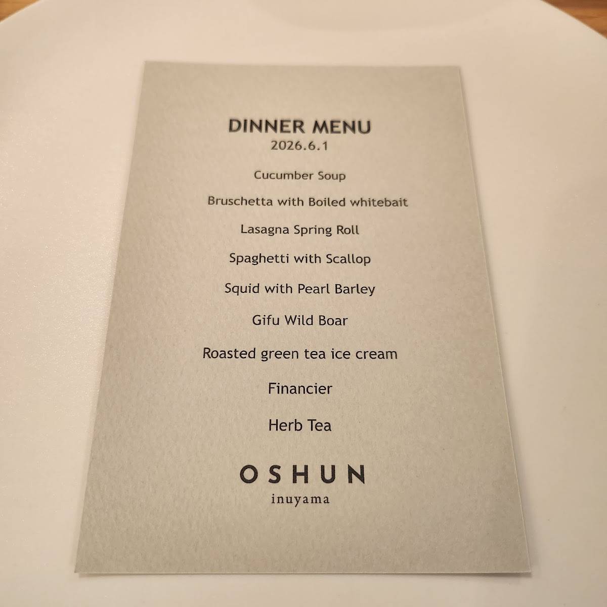 OSHUN inuyama меню
