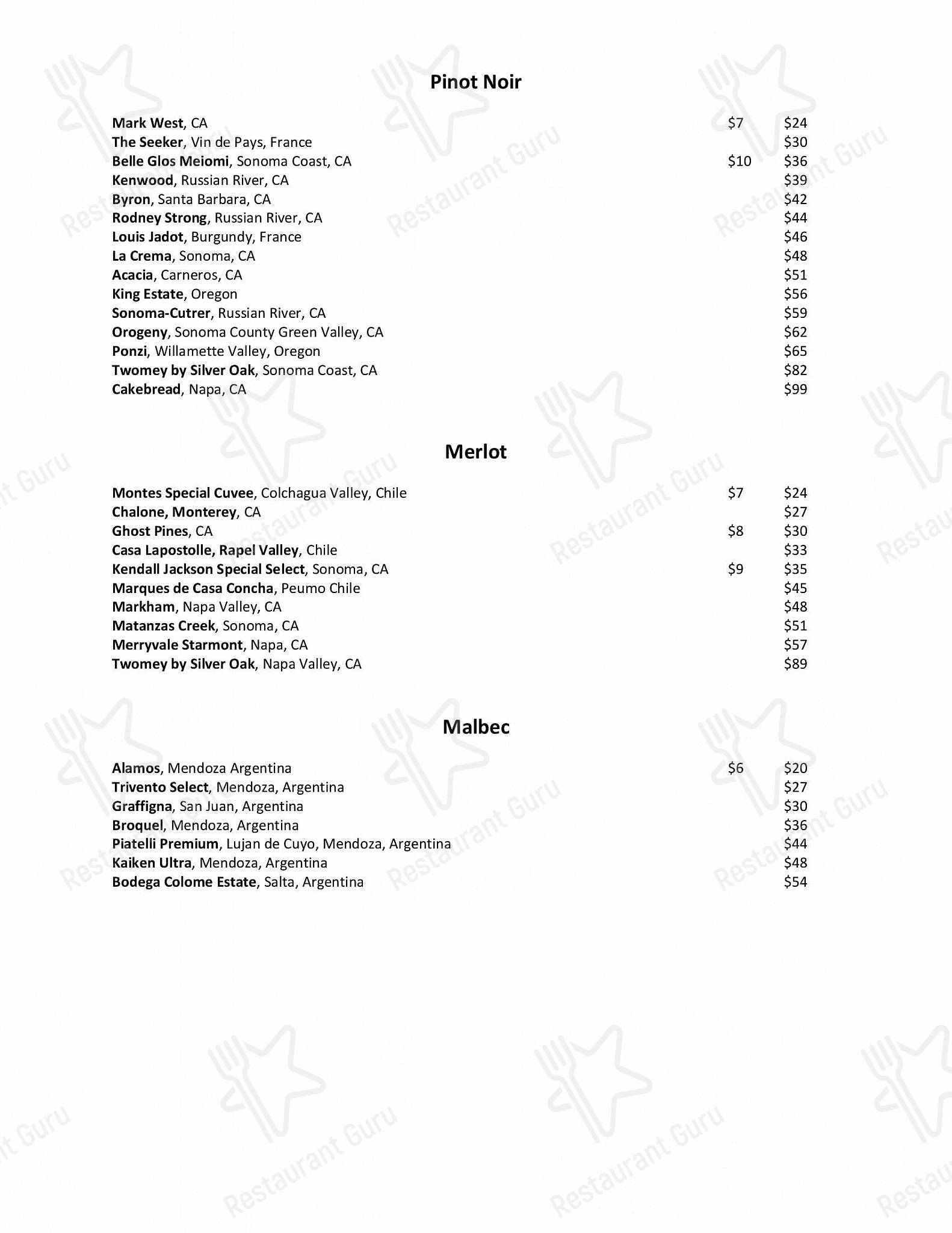 Takeaway Menu ресторана Pacific Rim