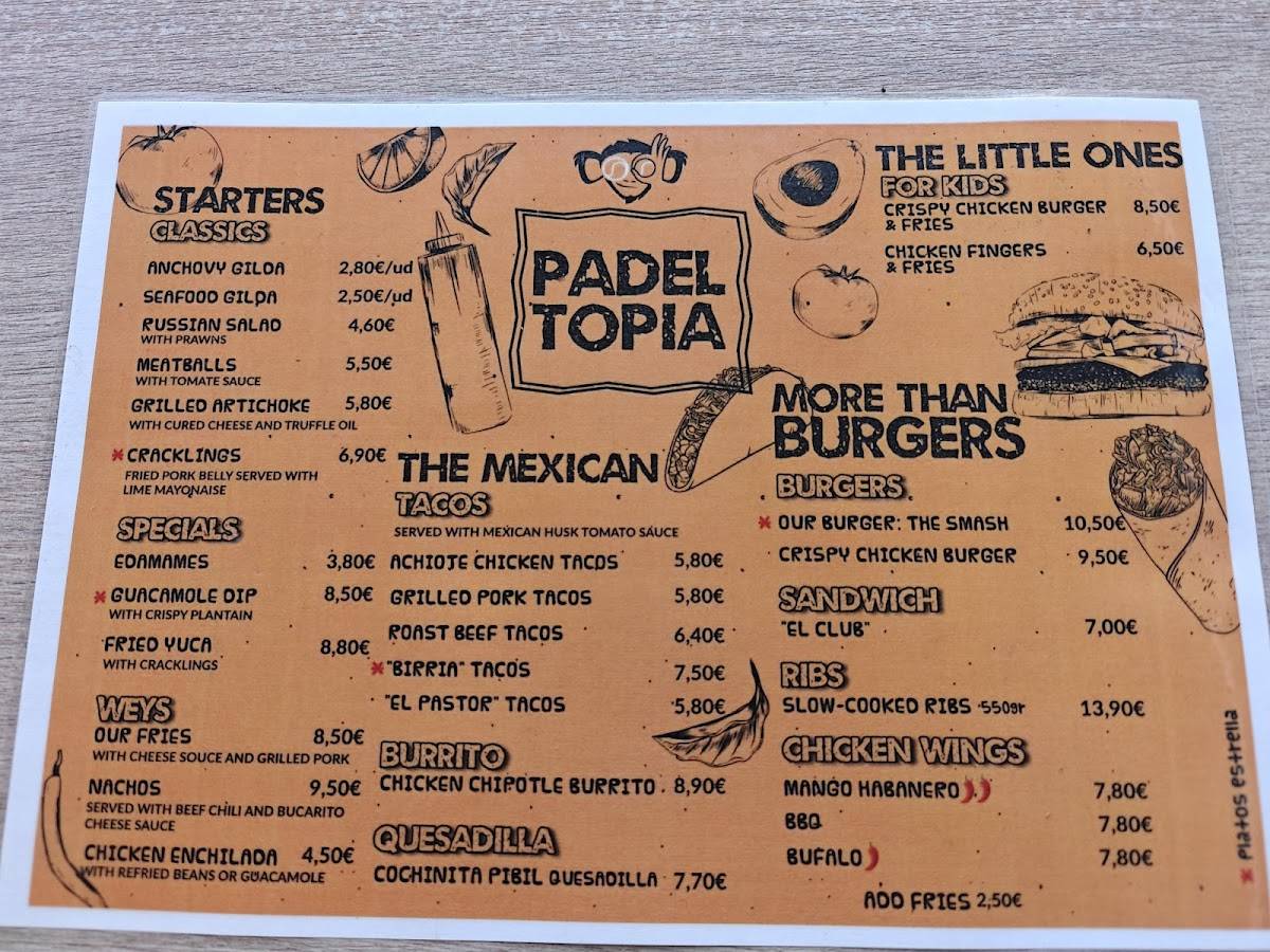 Padeltopía Rota меню