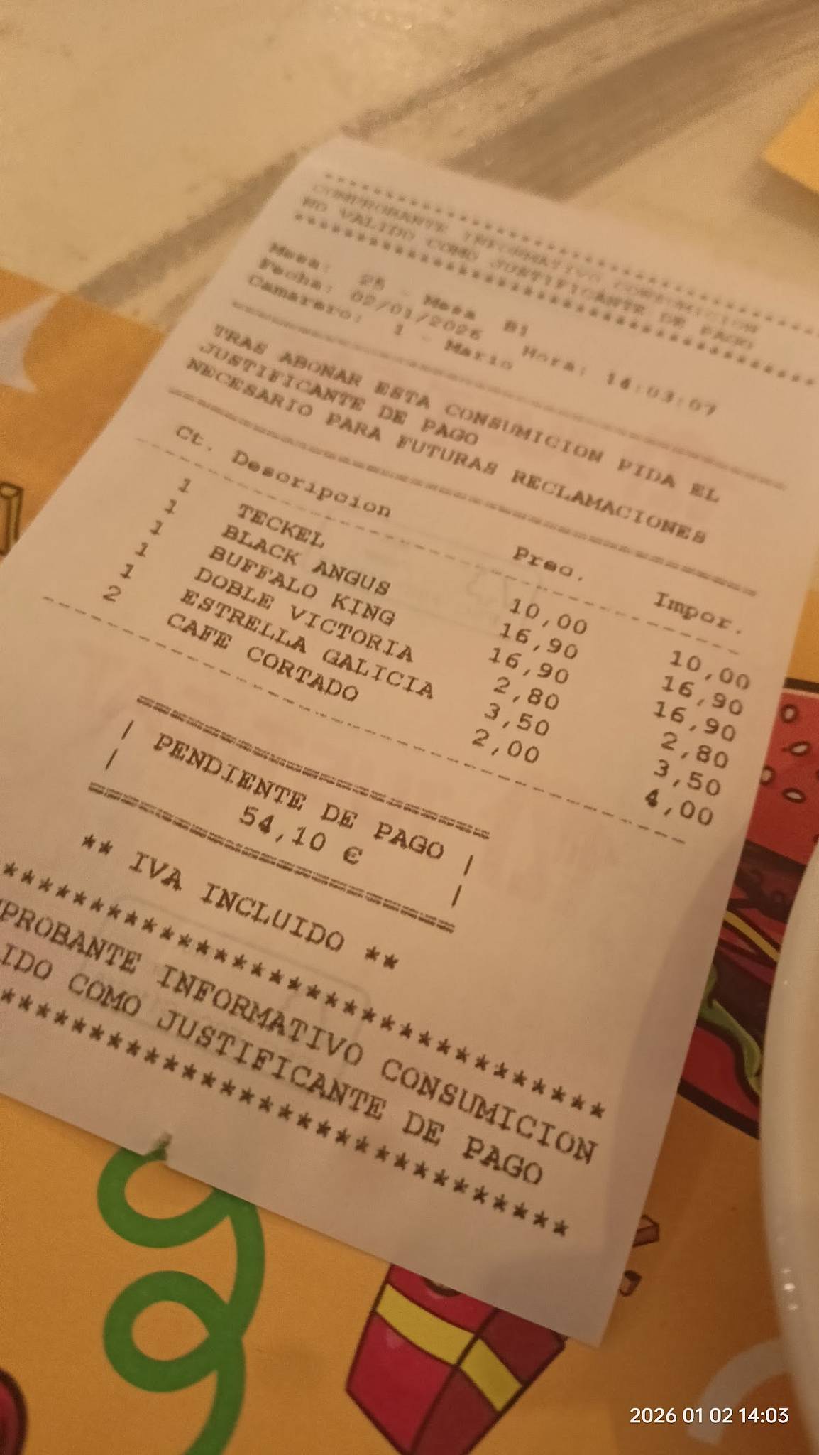 Palique Navacerrada меню