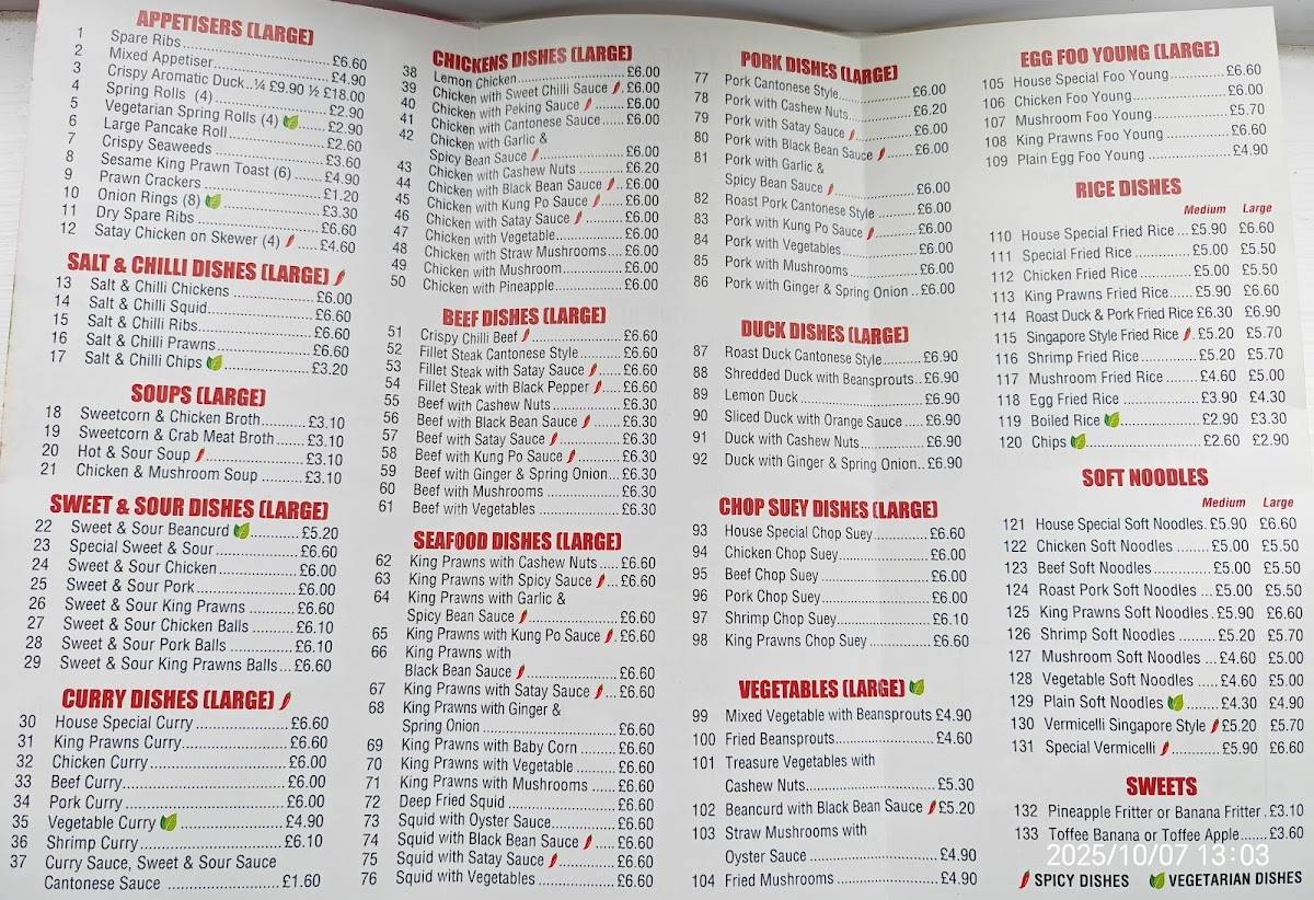 Pang's Cantonese Takeaway меню