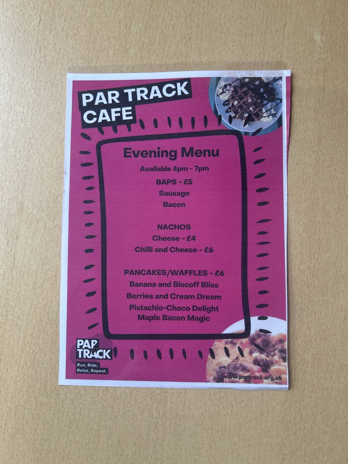 Par Track Cafe меню