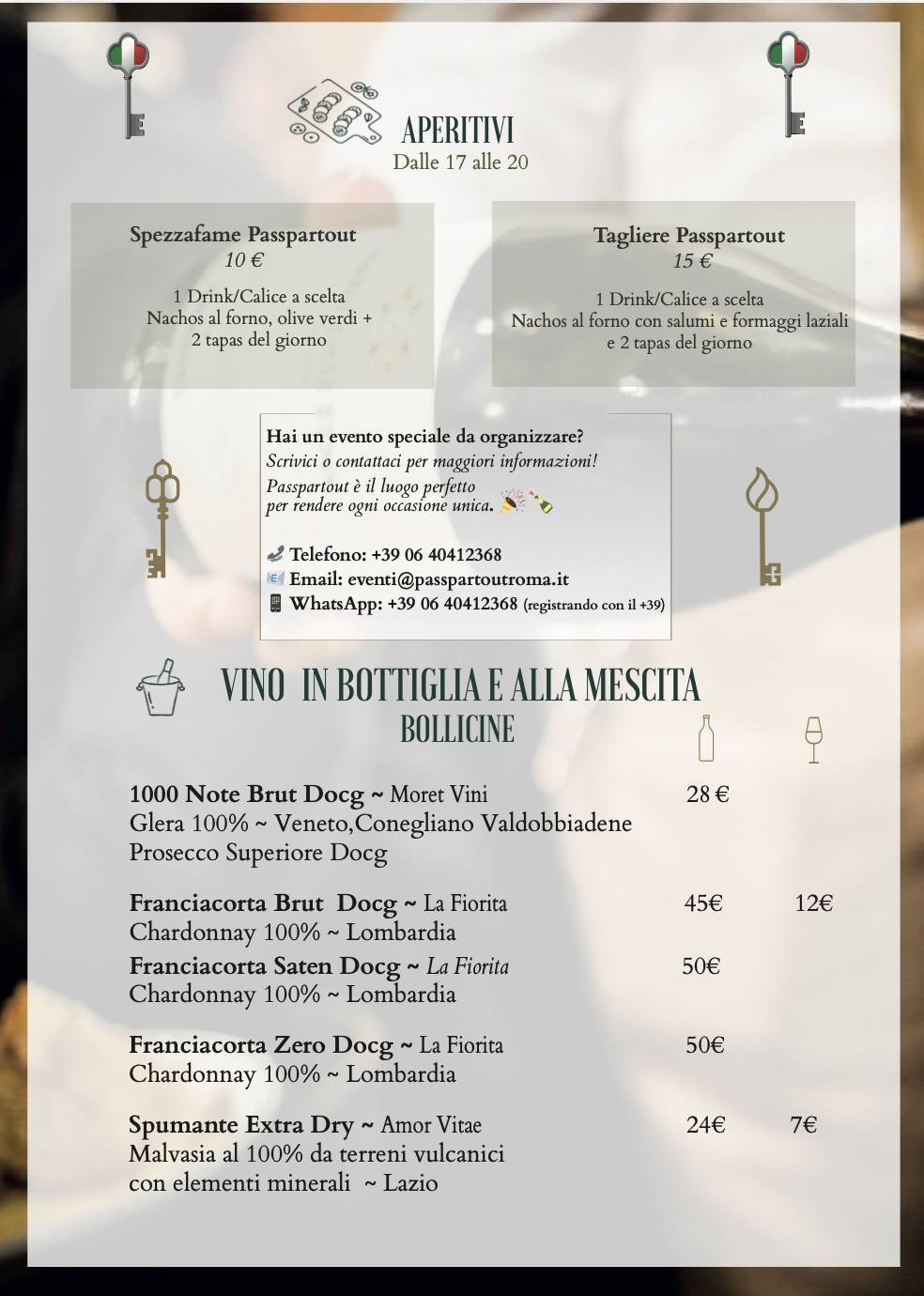 Passpartout Ristorante меню