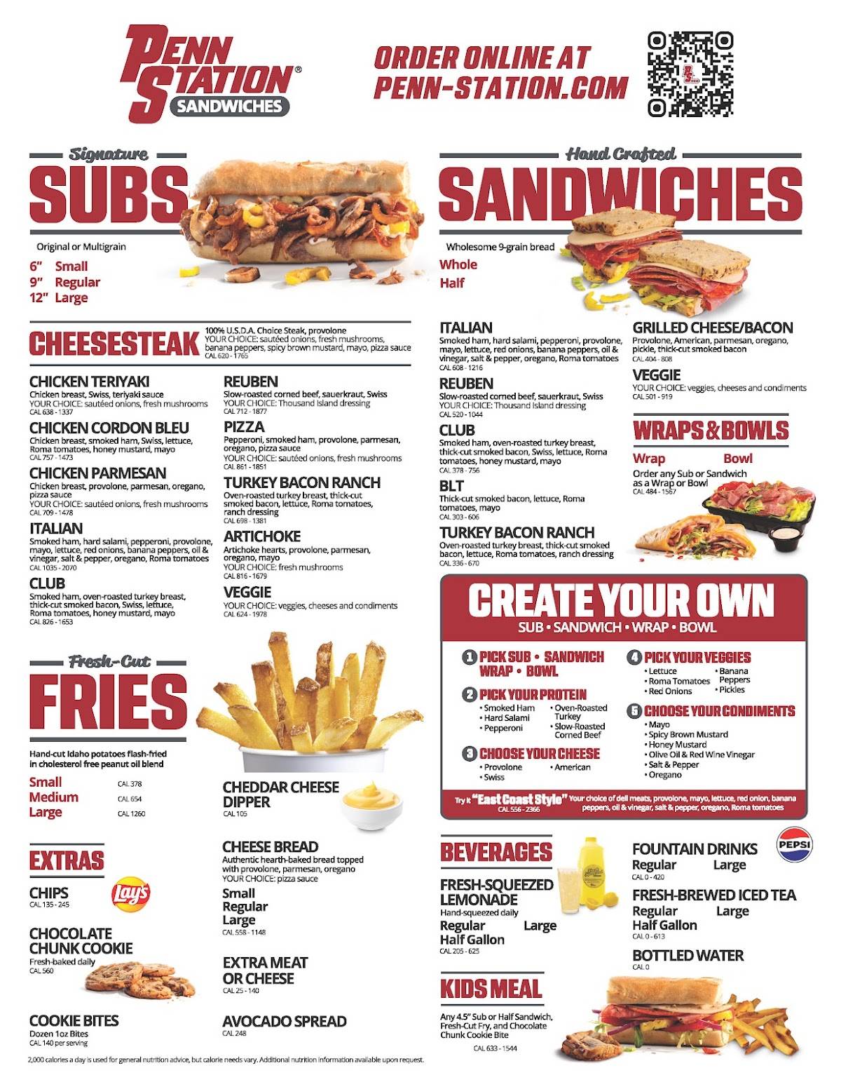 Penn Station East Coast Subs меню
