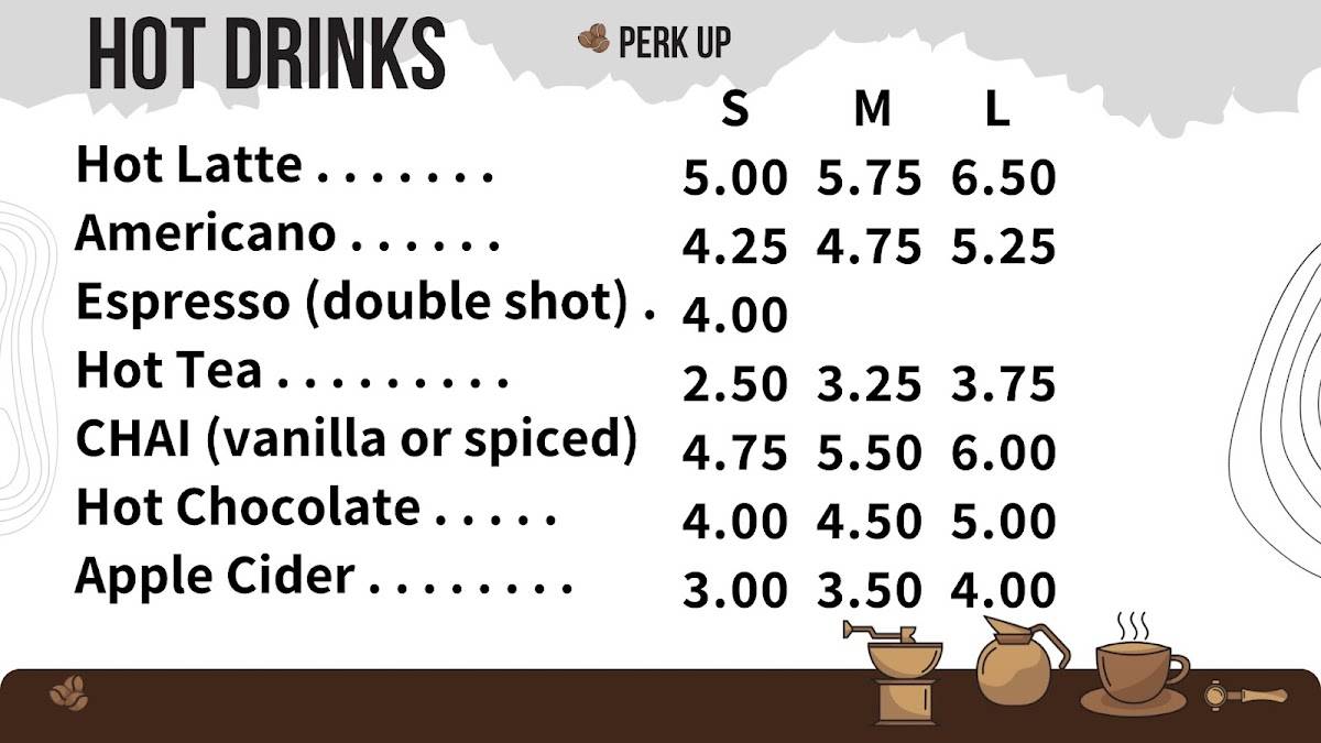Perk Up Java Shop меню