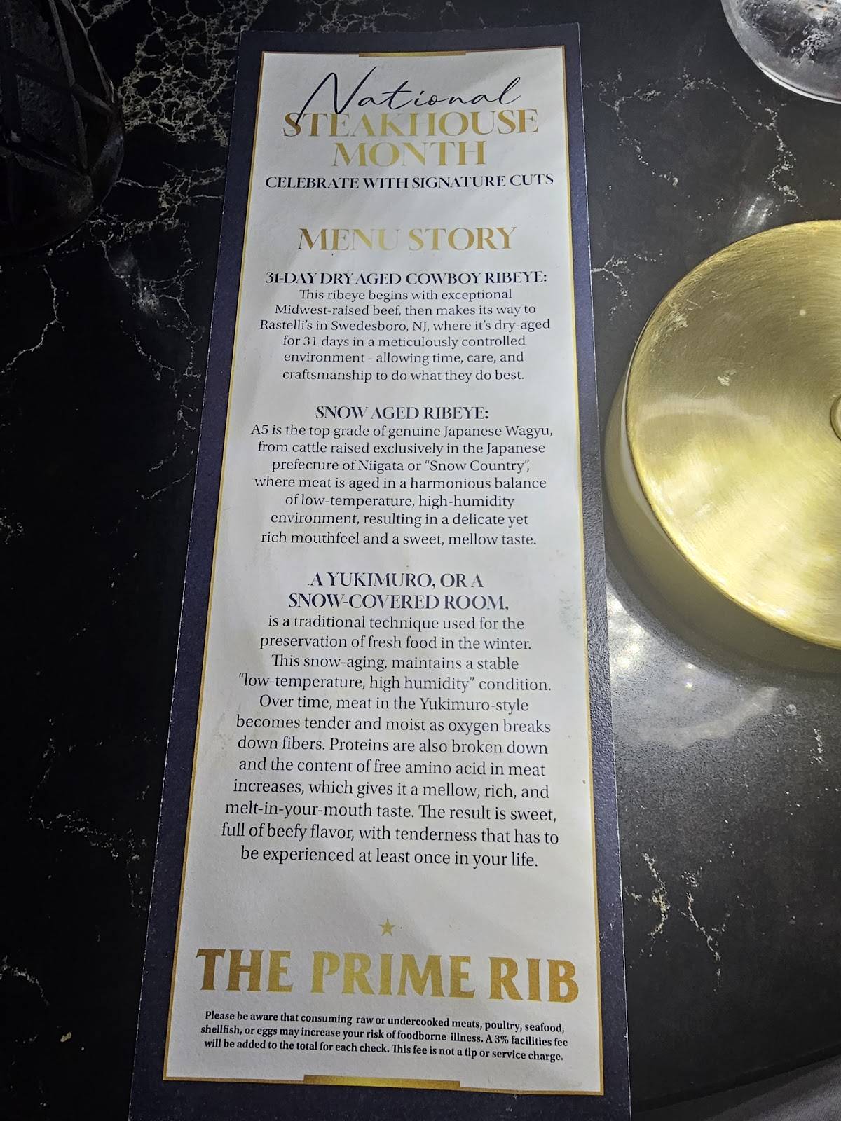 The Prime Rib - Philadelphia Live! меню