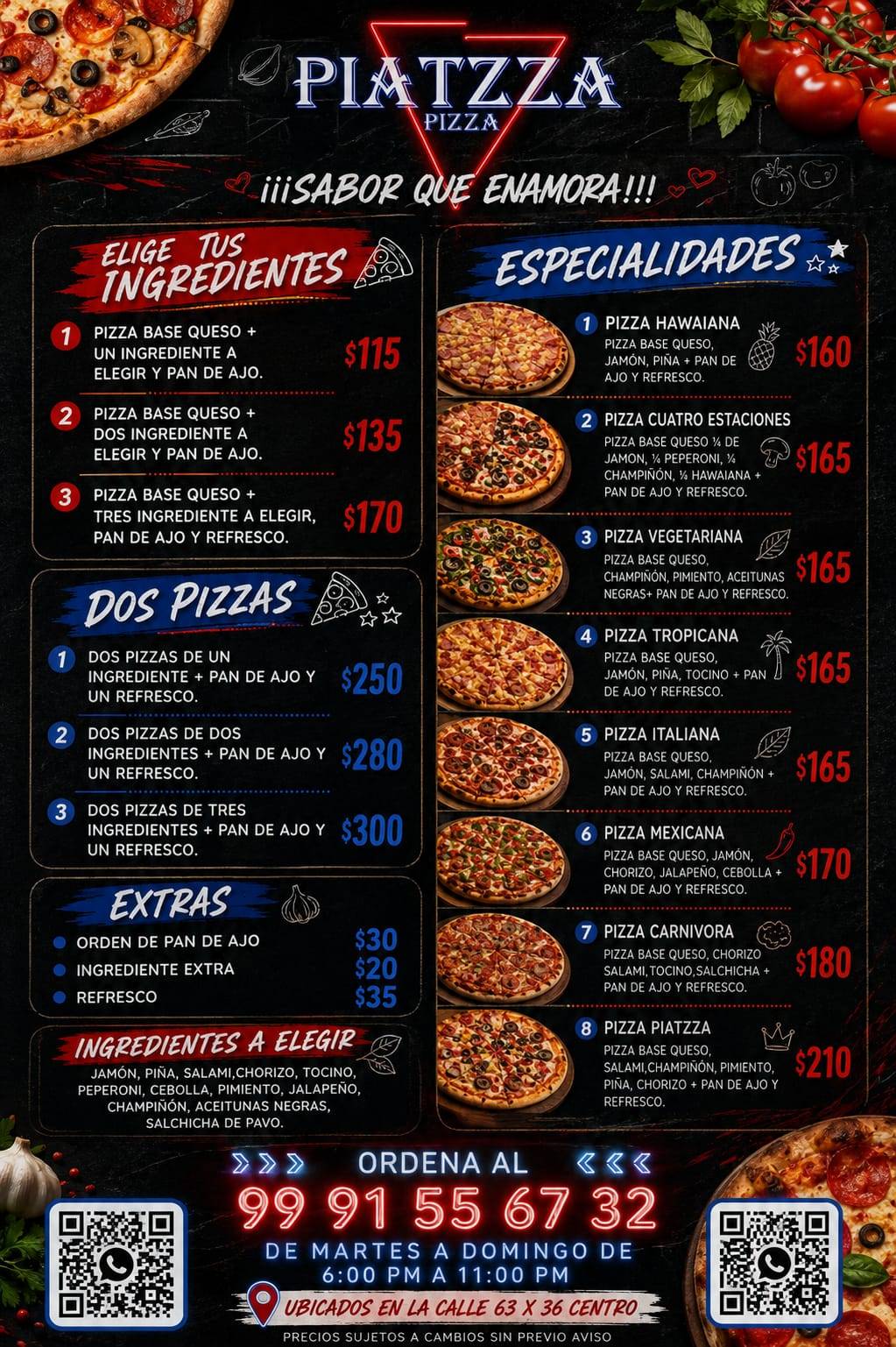 Piatzza Pizza меню