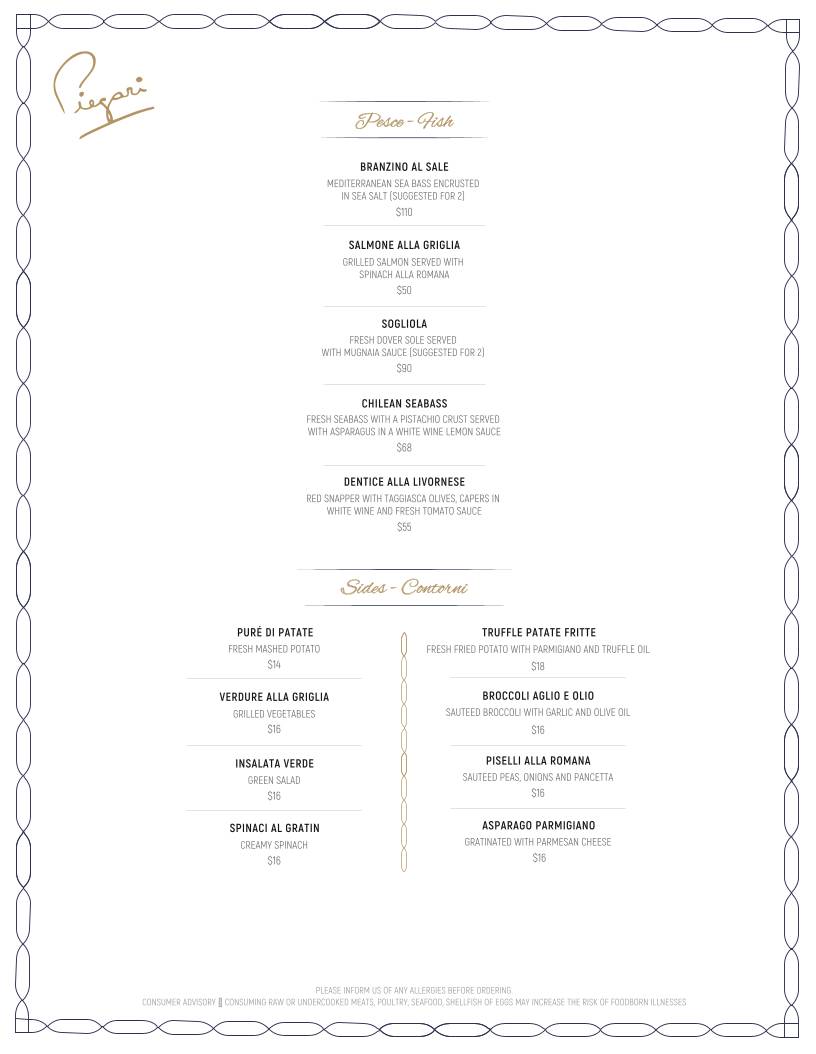 Piegari Ristorante меню