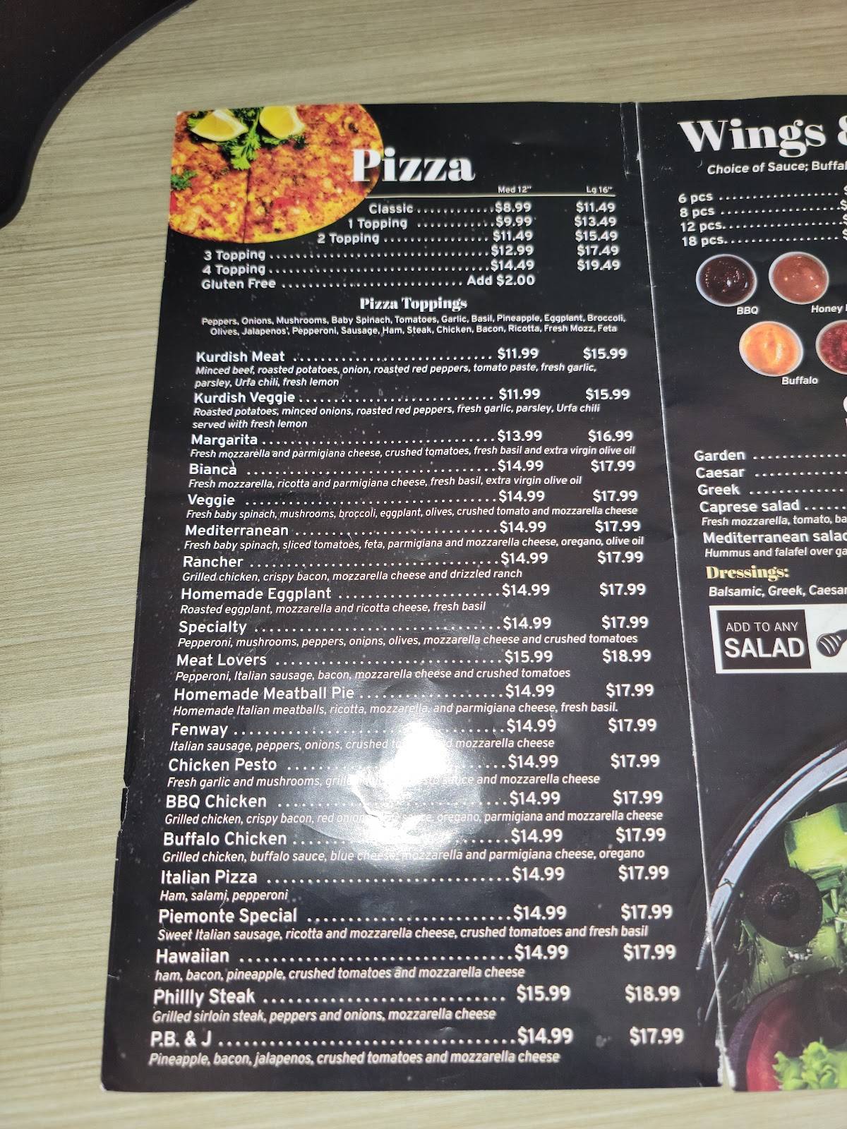 Piemonte Pizza меню
