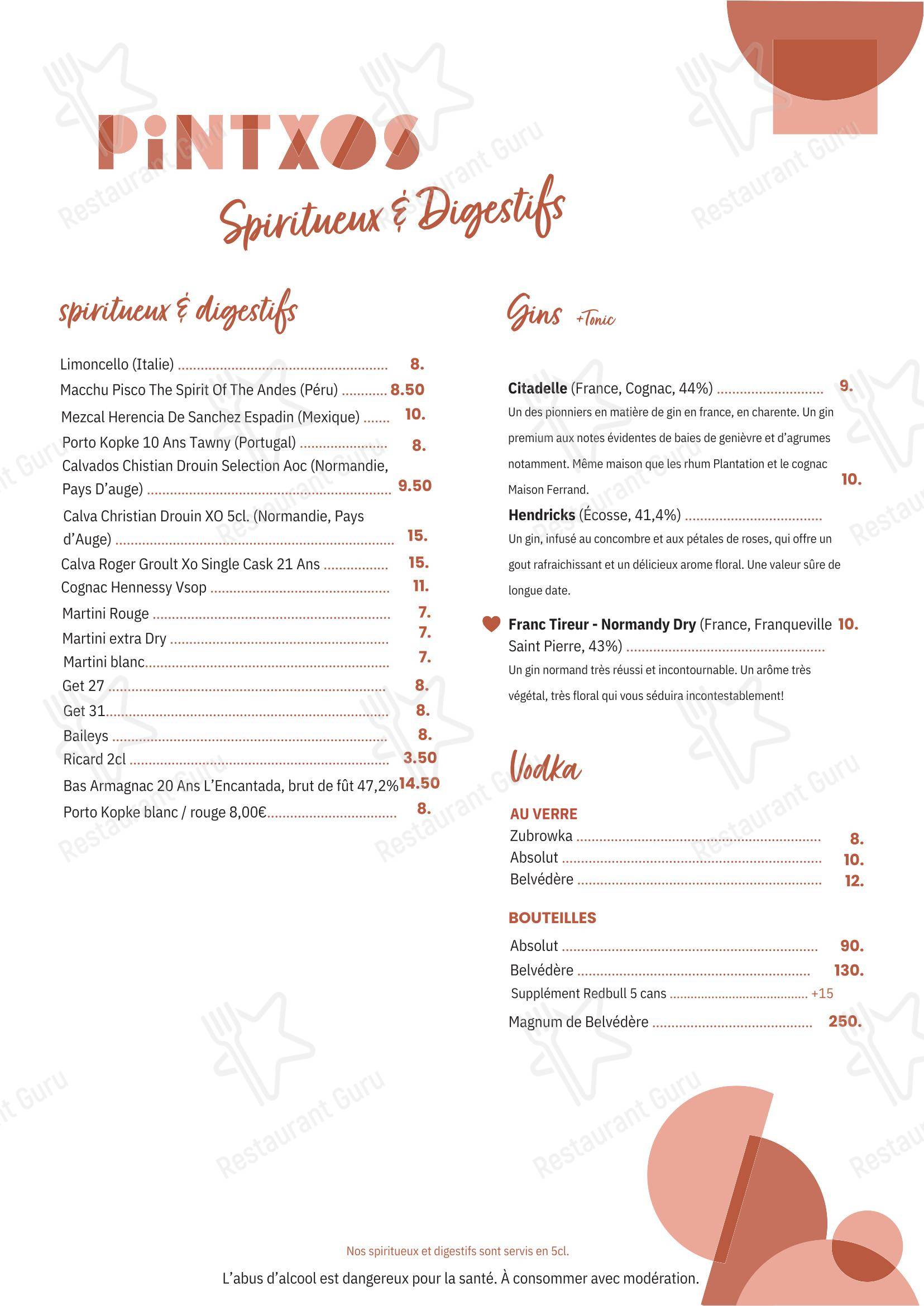 Меню ресторана Pintxos - Детское